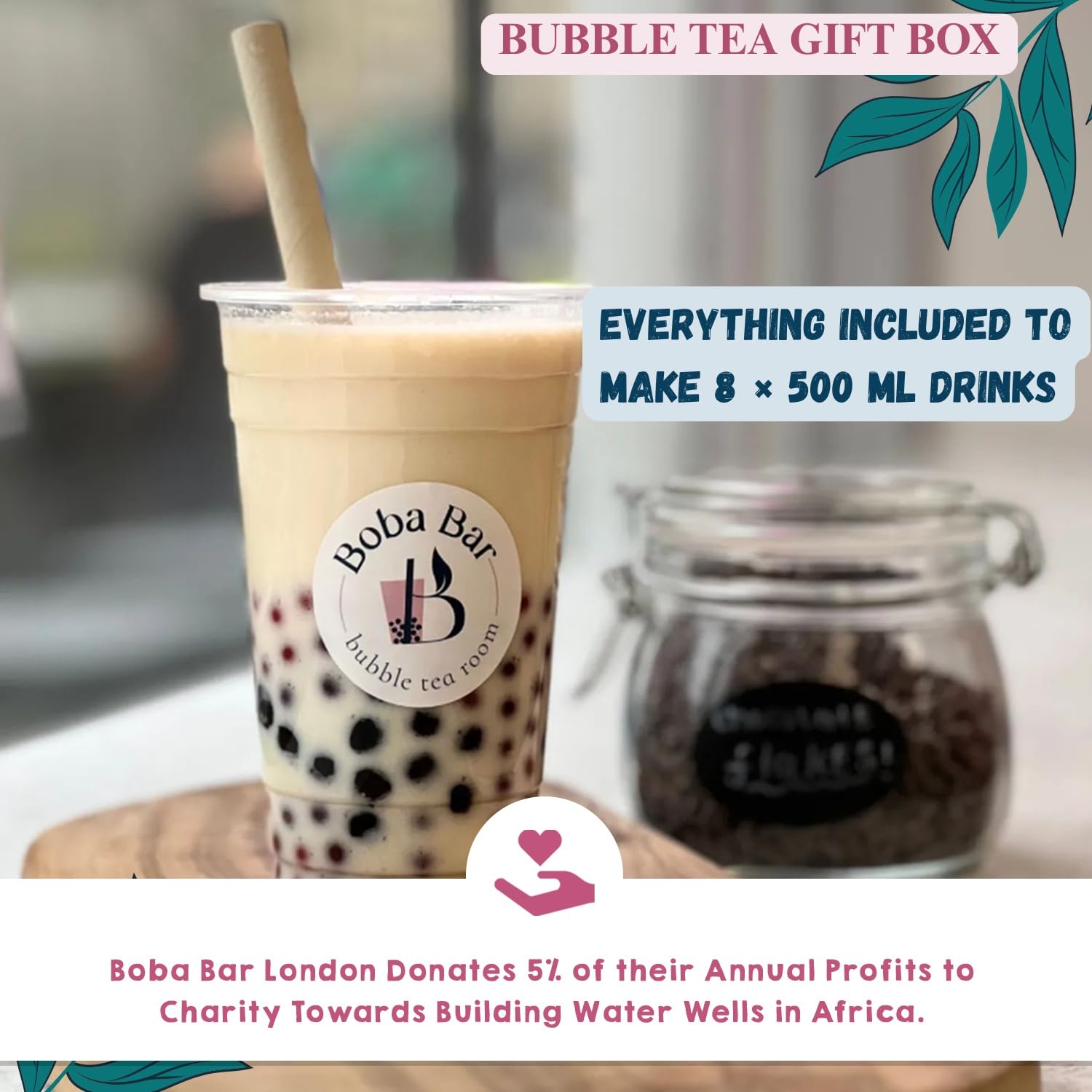 Kit de Té de Burbujas de Leche | 8 Sabores, 8 Boba & Jelly (8 Porciones) | Bolsas de Té Verde y Assam | 2 Tarjetas de Recetas de Boba Bar London