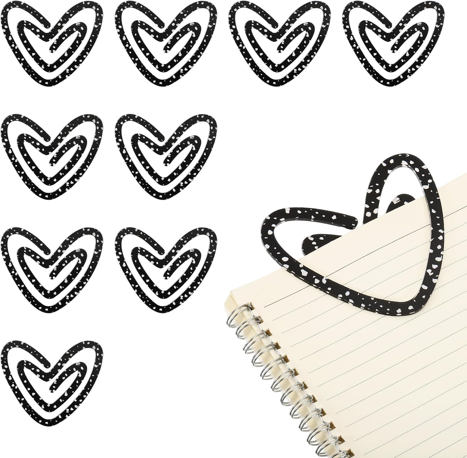 PATIKIL 6Pack Acrylic Paper Clip, 3.94 x 3.35 Inch Heart Shape Huge Sublimation Paper Clip Bookmarks with Card for Office Holders Envelope DIY Crafts Gifts Home, Multicolor