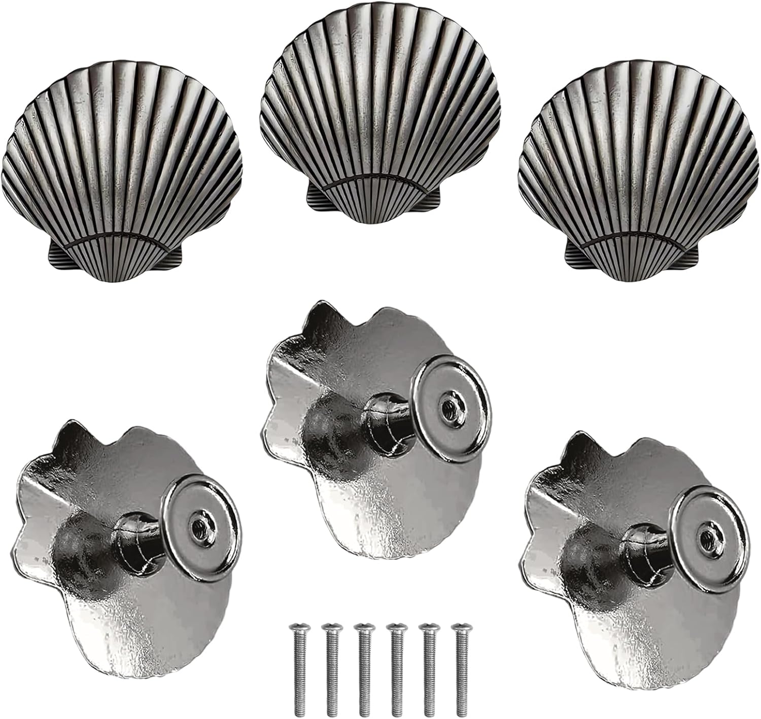 Seashell Cabinet Knobs, Coastal Dresser Knobs, Kitchen Pulls Handles Seashell Drawer Knob for Wardrobe Cupboard Home Decorative Knob Gold 6 PCS