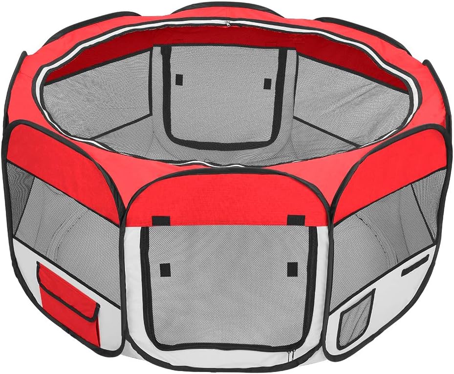 GOTEN Portable Foldable Pet Playpen Fence with Eight Panels to Create A Safe Place for Dog, Cat,Hamsters, Hedgehogs, Gerbils, Guinea…