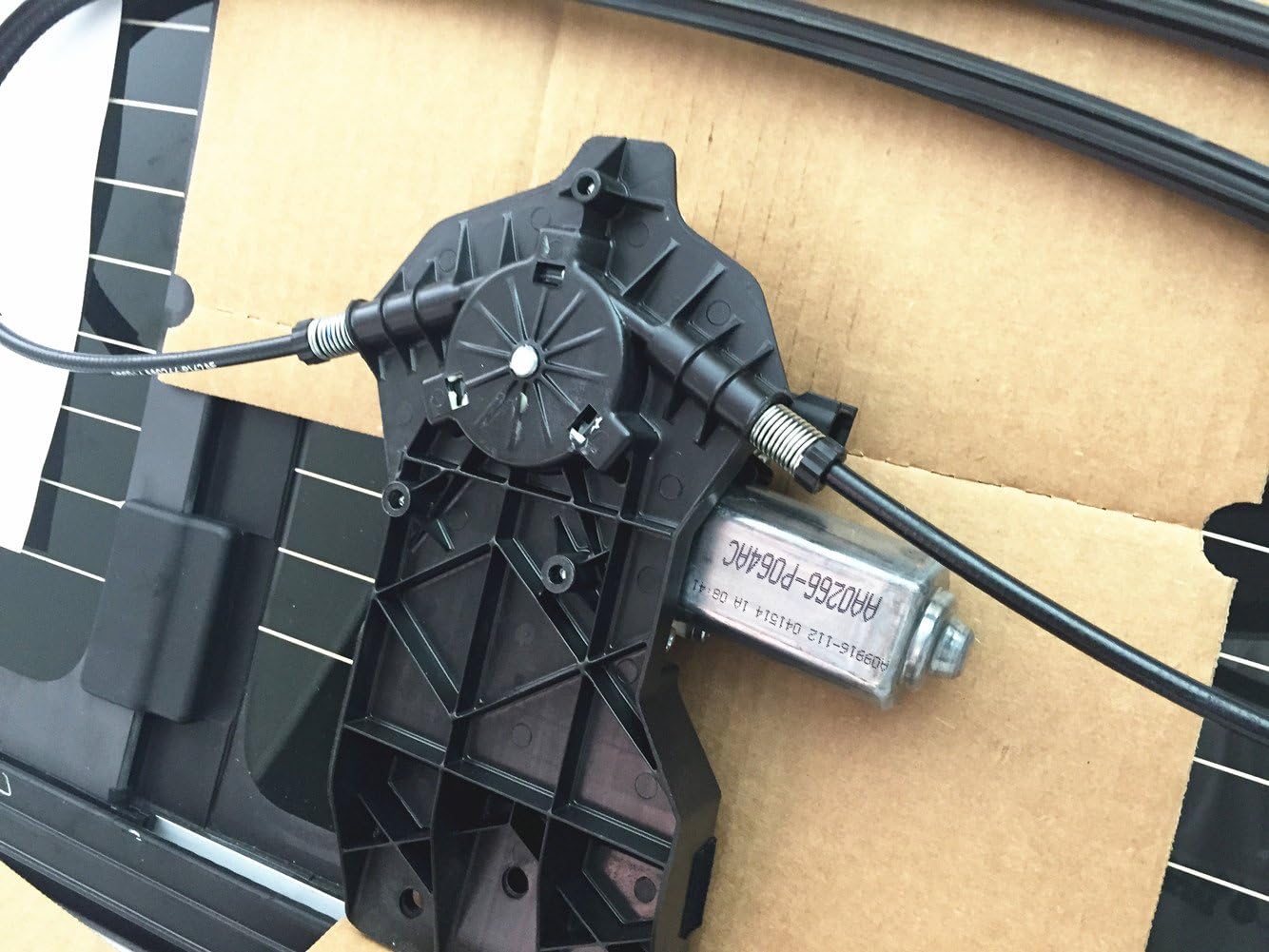 Rear view of the window with wiring and installation instructions