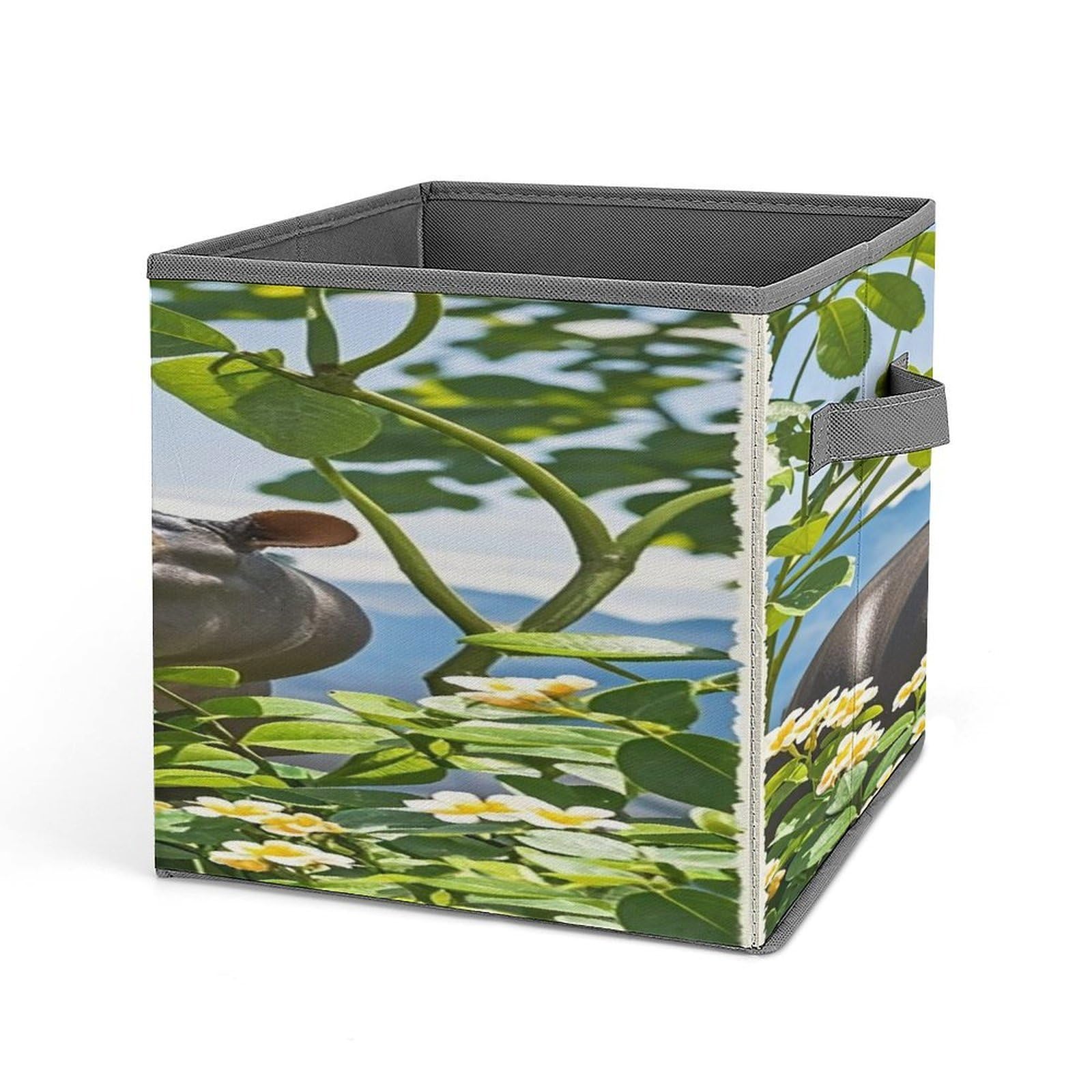 FekiLoot Butterfly And Hippo Folding Storage Bins with Handles Large Fabric Storage Cube Storage Organizer Heavy Duty Closet Organizer Sturdy Collapsible Bin Foldable Baskets