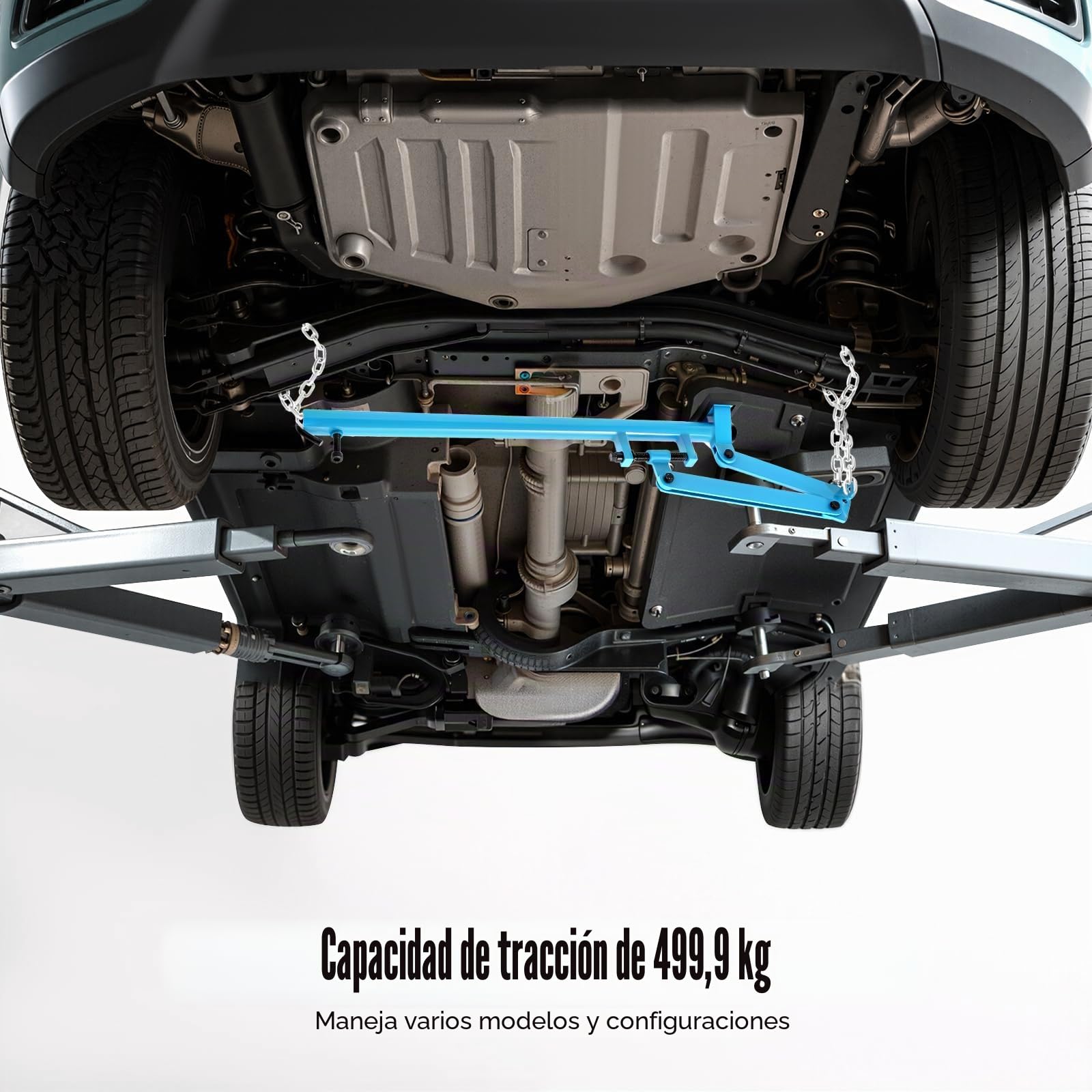 Juego de herramientas para brazo de suspensión, 500 kg, extractor de rótula ajustable con cadena, herramienta para amortiguador y reparación de ejes, universal para coches y camiones (azul)