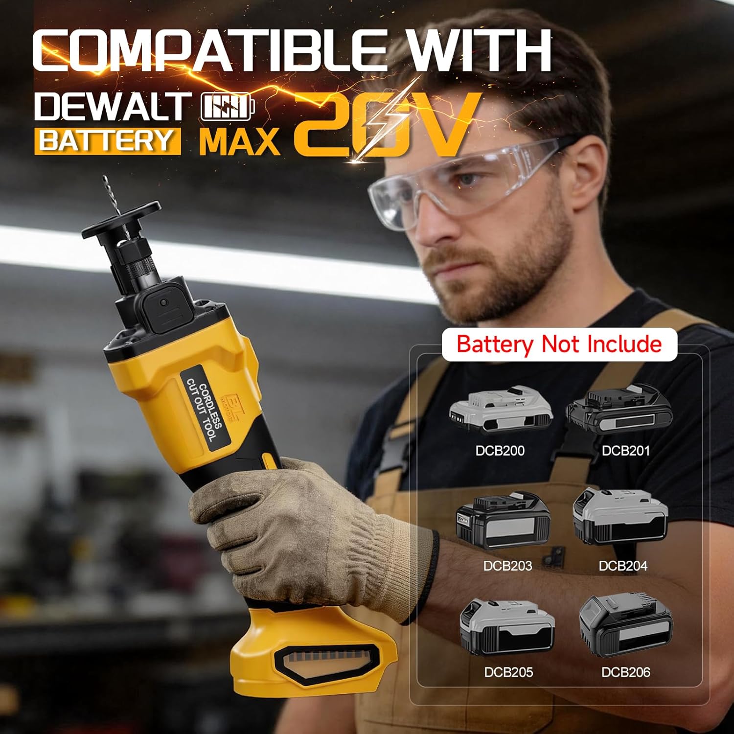 Brushless Drywall Cut-Out Tool for Dewalt 20V Battery (Tool Only), Cordless Drywall Rotary Saw, 28000 RPM, 6 Speed Adjust, Depth Adjust, 1/8" Quick Bit Change, Cutting Tool for Drywall