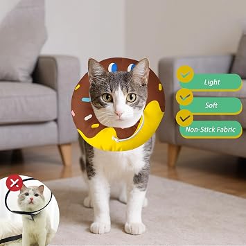 Cat Donut Collar, 2 PCS Cat Recovery Collars & Cones, Adjustable Soft Cone for Cats, Prevent Licking Biting Protect Wounds for Cats Puppies and Rabbits (M)
