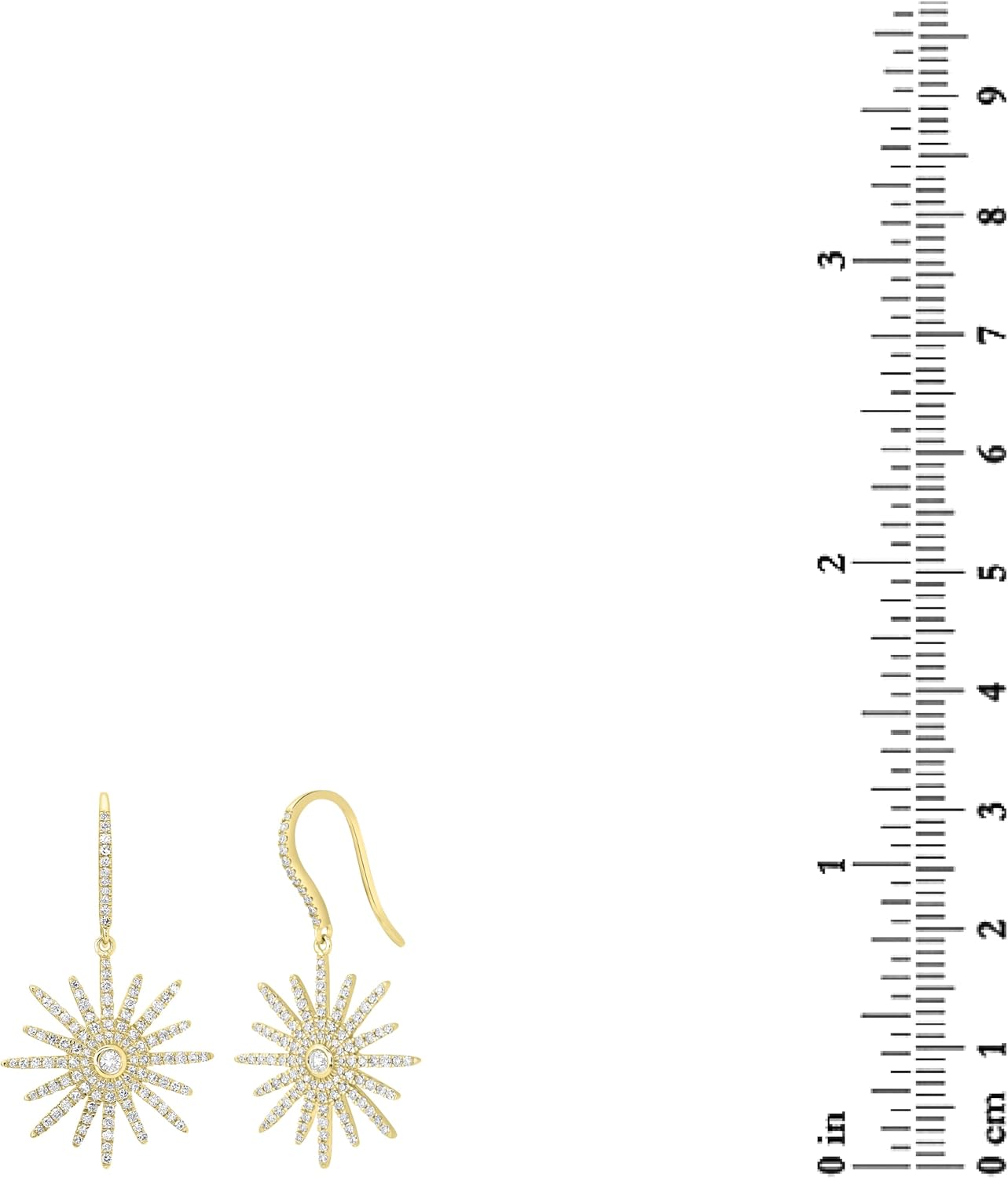 14K Yellow Gold 0.78 Ct Round Diamond Starburst Dangle Earrings(GH Color, I1 Clarity)