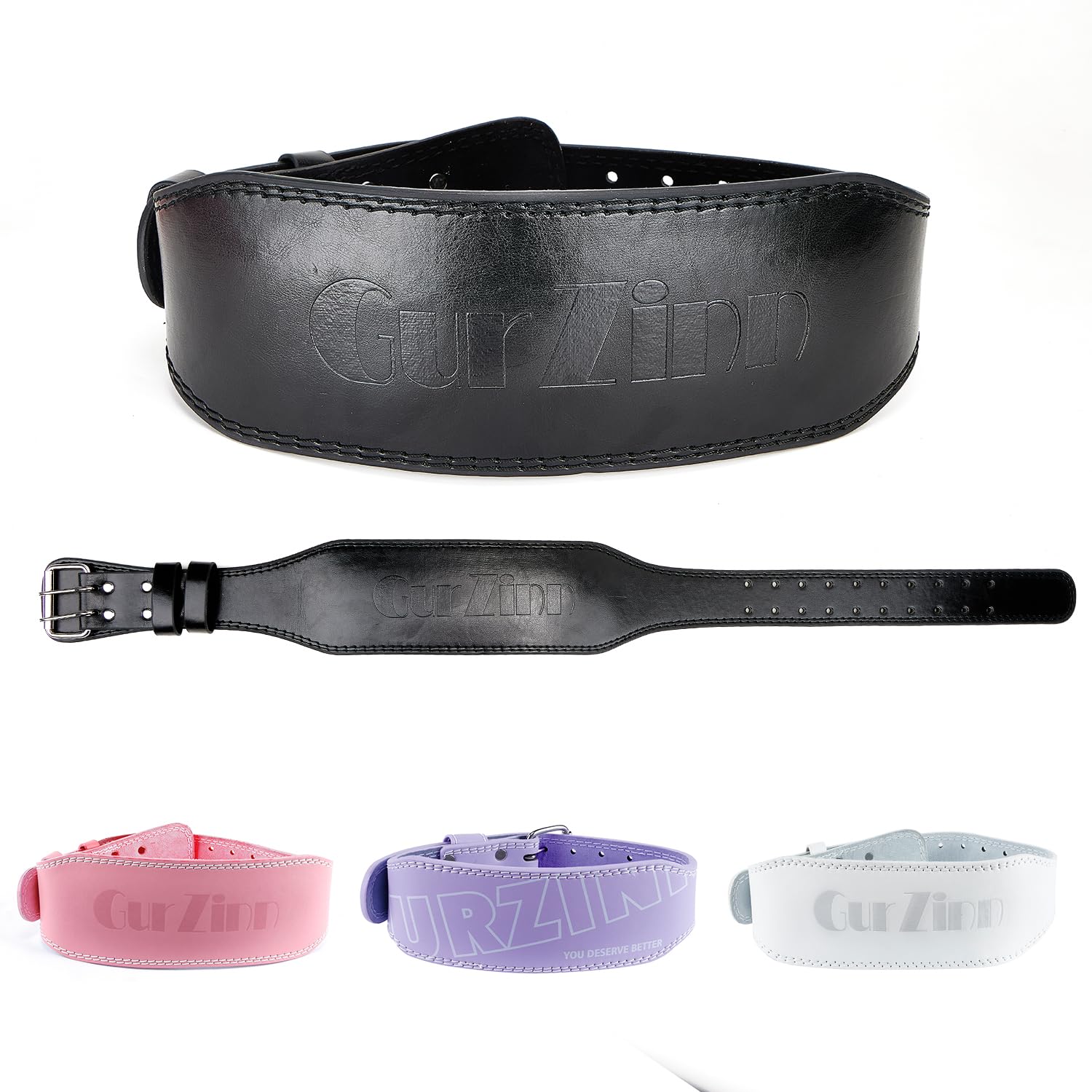 9mm Leather Fitness Weight Lifting Belt for Women&Men with 4 Inches Padded Lumbar Support for Power Lifting Workout & Squats Exercise