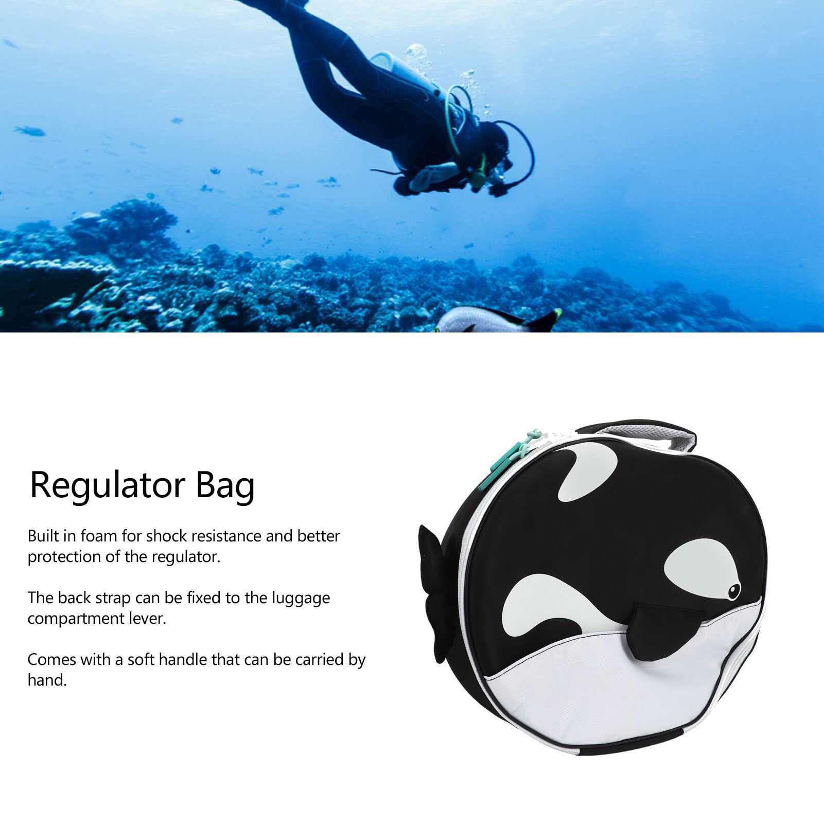 Hidyliu Sac de Régulateur de Plongée, Sac de Transport de Protection en Mousse pour Les Nageurs, Beau Design Marin, fabriqué en Fibre de Polyester de qualité Supérieure