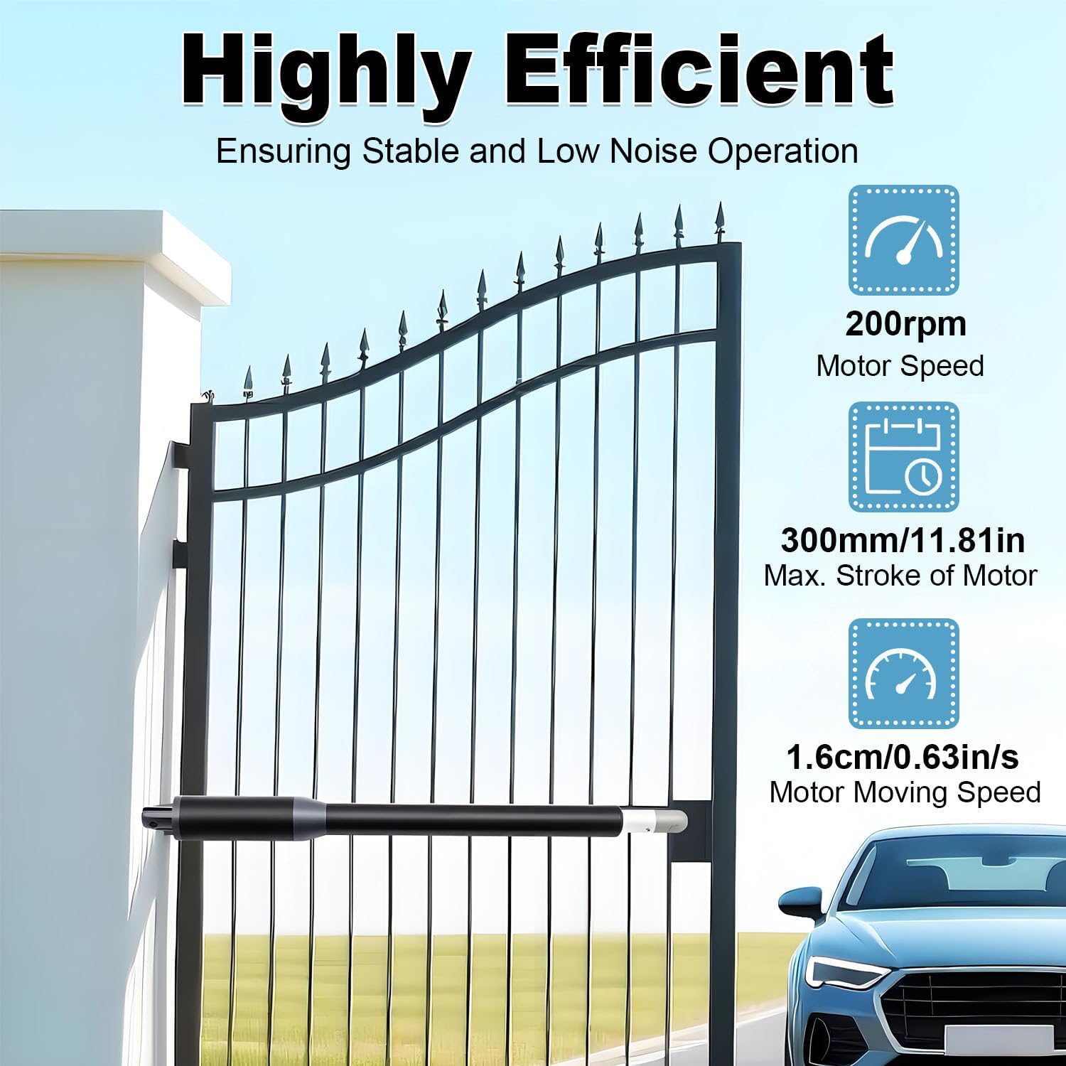 Heavy Duty Electric Dual Gate Opener System, 200RPM Remote-Controlled Swing Arm Operator for Driveway Security & Garden Access - Reliable Dual Gate Automation