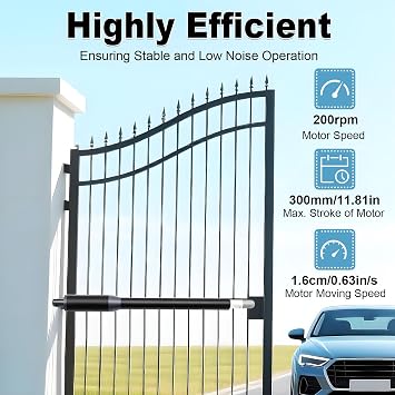 Automatic Dual Swing Gate Opener Kit, 300LBS Heavy Duty Dual Arm Swing Gate Opener Kit Electric,DC Motor for Wrought Iron Aluminum Doors