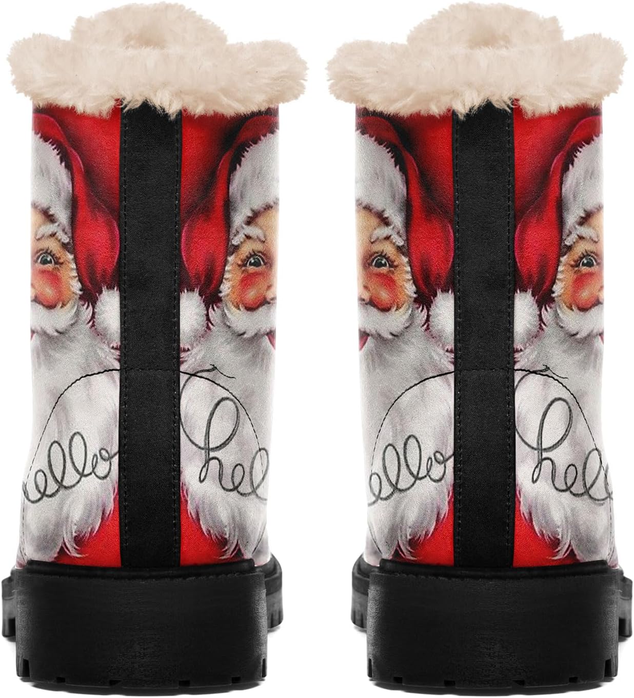 Womens Winter Boots,Custom Christmas Snow Boots Cute Santa Claus Print Fur Boots For Women Waterproof Slip On Warm Winter Snow Boots - Image 4