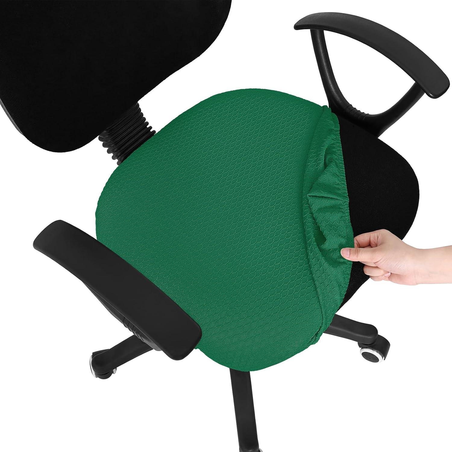 Smiry Stretch Jacquard Office Computer Chair Seat Covers, Removable Washable Anti-dust Desk Chair Seat Cushion Protectors - Chritsmas Green