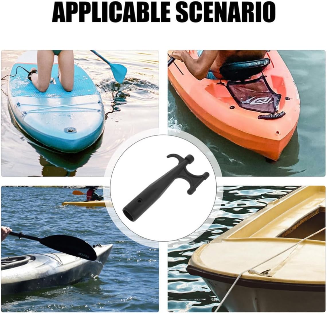Baluue 2pcs Nylon Boat Hook Head Replacement for Kayak and Dinghy, Sturdy Multi-use Fishing Boat Accessory with 1 Inch Bottom Hole Diameter, for Emergency Use and Docking