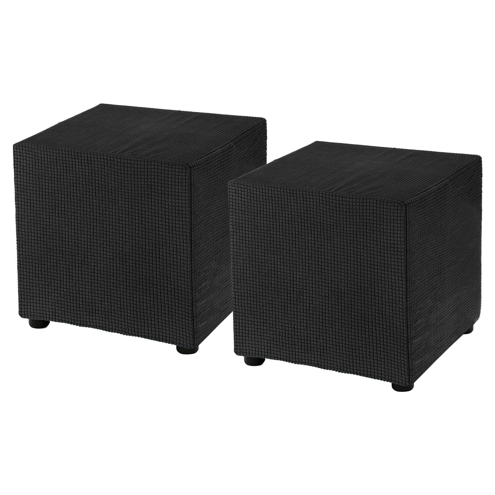 sourcing map 2Pcs Square Foot Stool Cover 18x18x18inch Stretch Polyester Foot Rest Slipcovers Footstool Protector for Living Room Bedroom, Black
