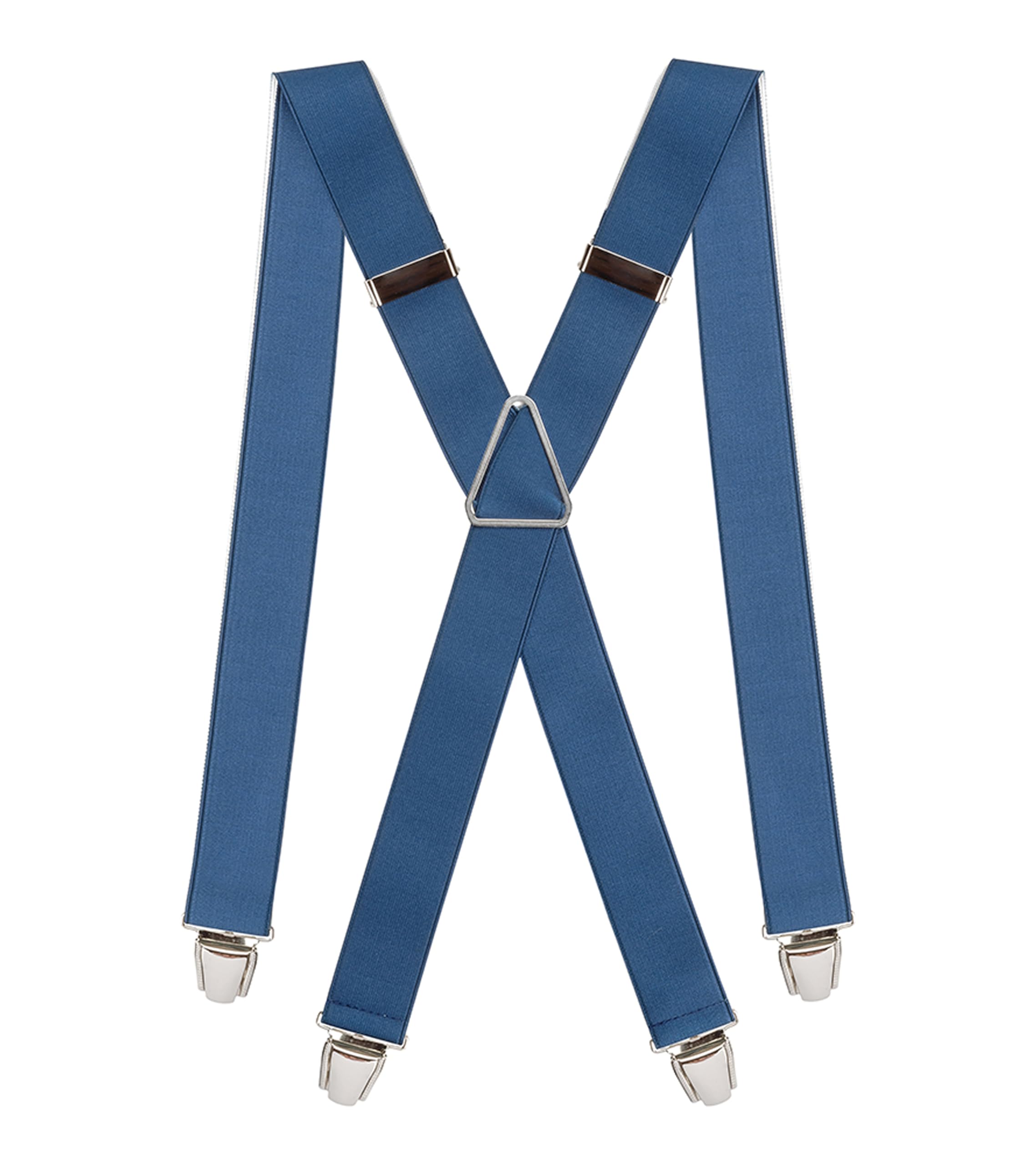 Pierrot Men's Cashmere Blue Braces Premium With Very Strong Clips - One Size Adjustable And Elastic Braces, Reinforced Elastic Band - Wide Heavy Duty Suspenders For Trousers