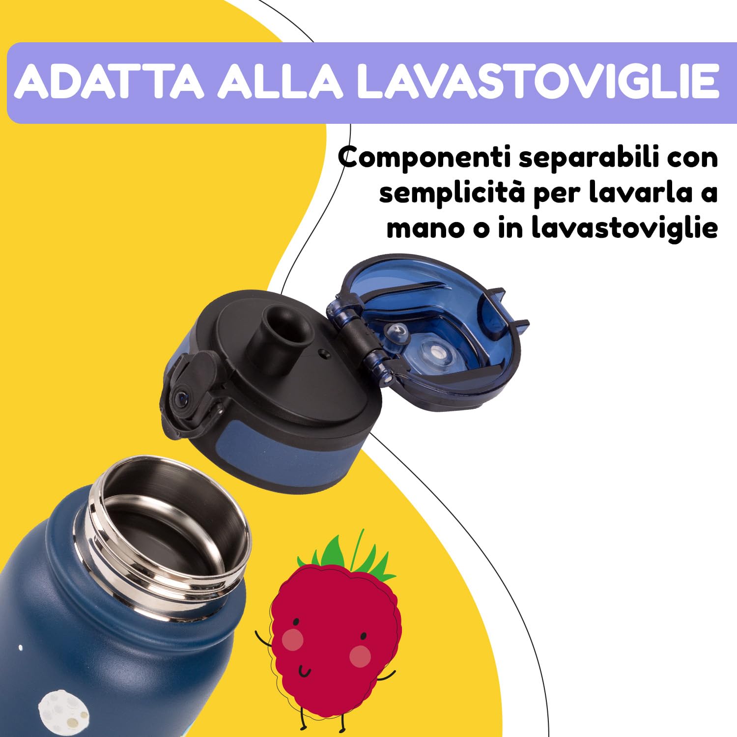 schmatzfatz Borraccia Termica 550 ml, Borraccia Isotermica per Bambini, Bottiglia Isotermica per Bevande Calde, Termus Acqua Fredda, Borraccia Termos, Senza BPA, Bottiglia Metallo Senza Fuoriuscite
