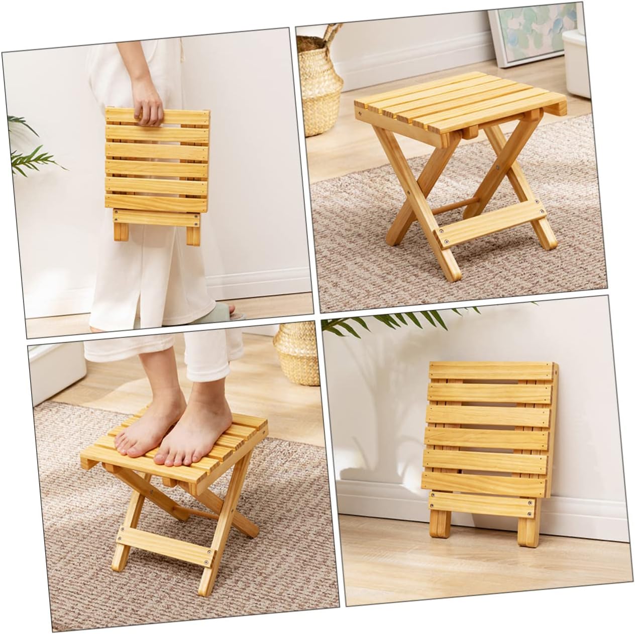 Luxshiny Folding Side Table Portable Small Square Table for Outdoor Use for Beach Picnic Plant Display Lightweight Design for and Compact Storage