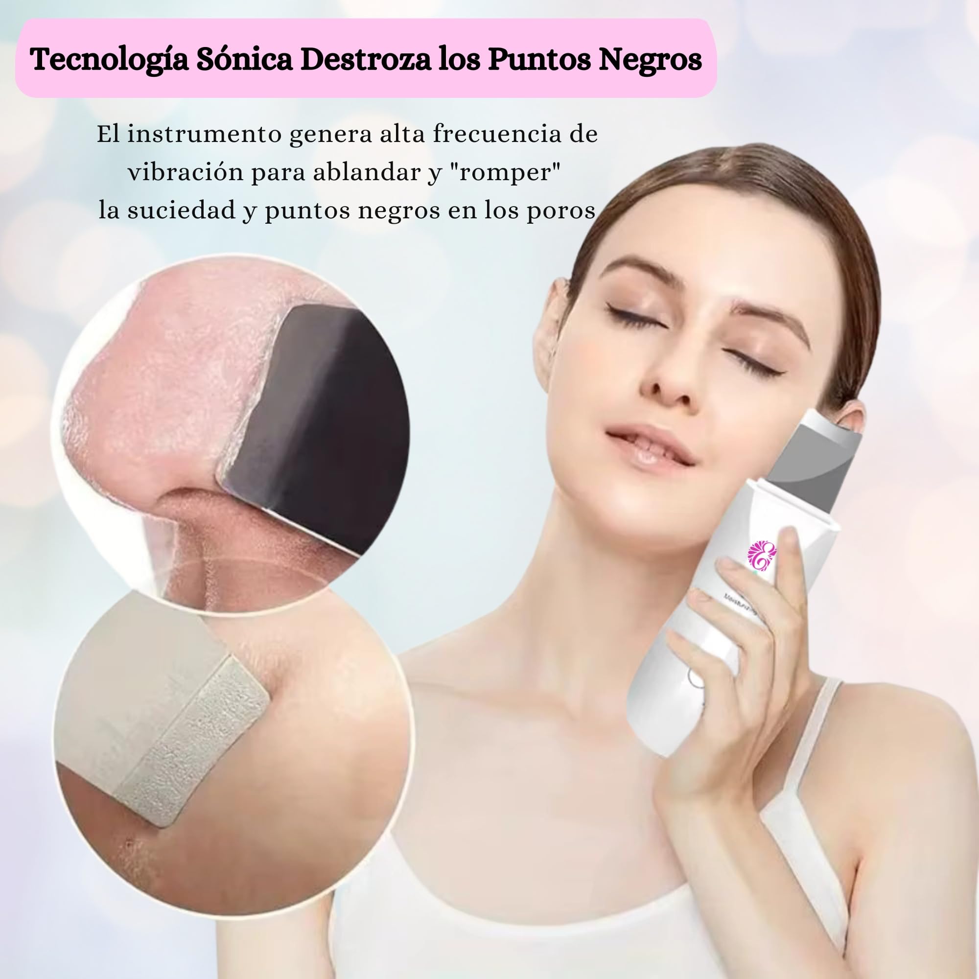 Ultradźwiękowy peeling do twarzy z 3 trybami, szpatułka do oczyszczania twarzy, peeling do twarzy, lifting twarzy, debugger do skóry, zestaw 7 narzędzi do usuwania zaskórników i czarnych kropek w