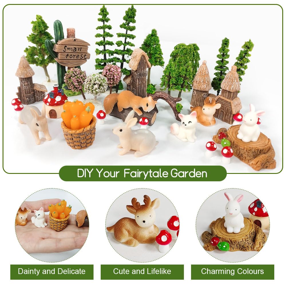 42 Pezzi Alberi Modellismo Alberi Modello Misto Albero del Diorama Plastic Animali del Bosco per DIY Paesaggi in Miniatura Decorazione