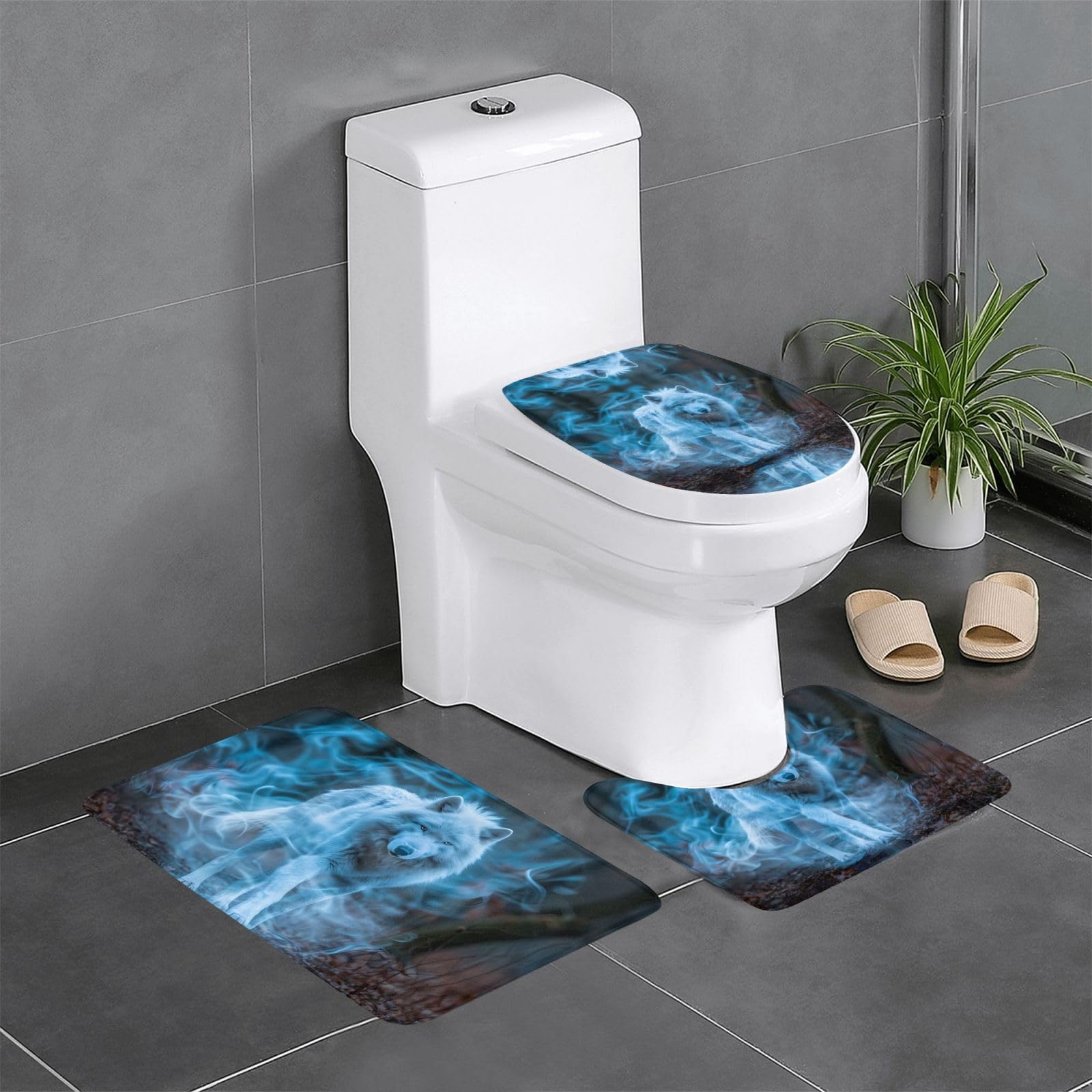 Tapis de salle de bain 61 x 40,6 cm Walking Wolf antidérapant lot de 3