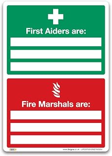 Promote First Aid and Fire Safety with First Aiders Are Fire Marshals Are Sign - A5 (210 x 148 mm) Self-adhesive Vinyl - Ensure Emergency Safety in Your Workplace