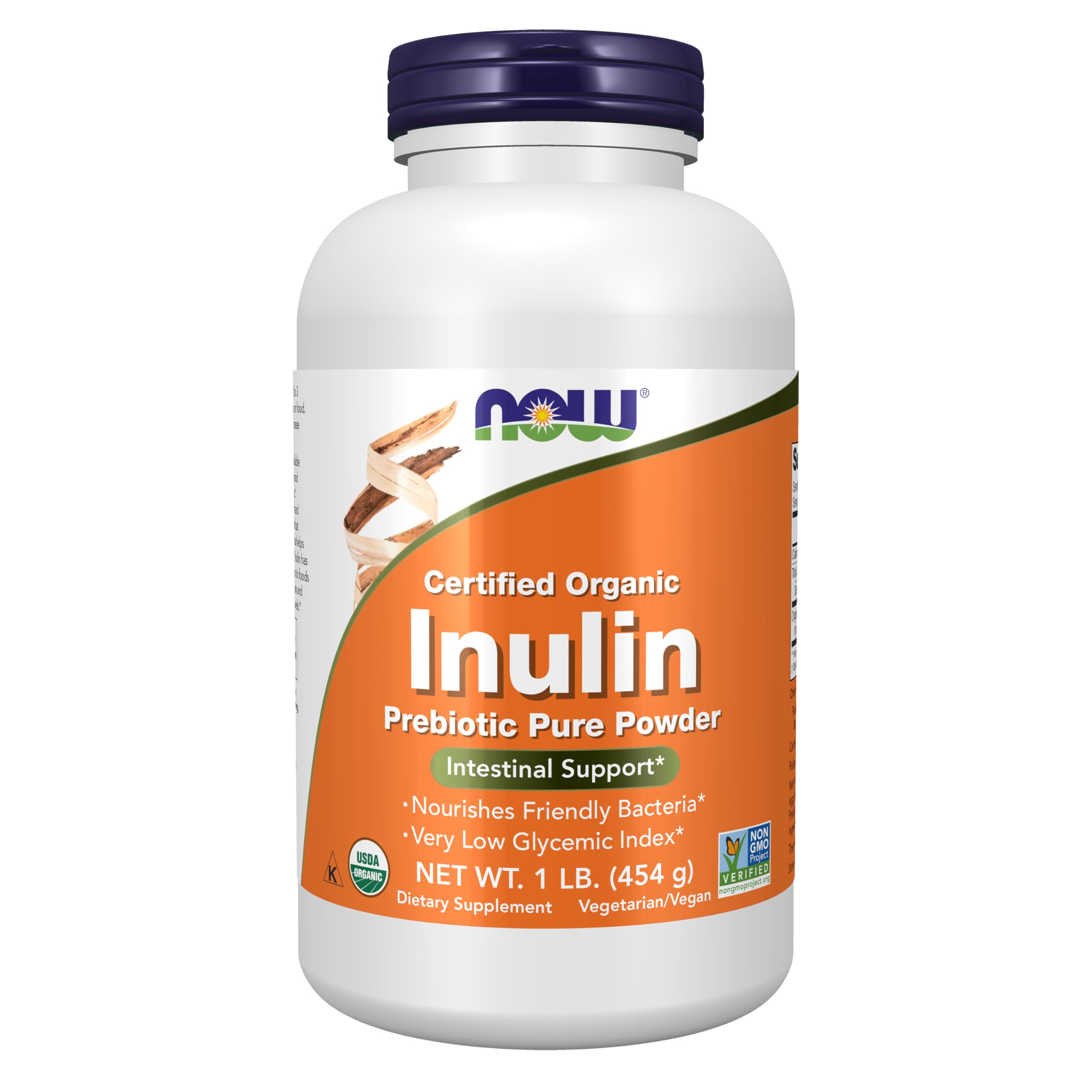 NOW Foods Supplements, Inulin Prebiotic Pure Powder, Certified Organic, Non-GMO Project Verified, Intestinal Support*, 1-Pound