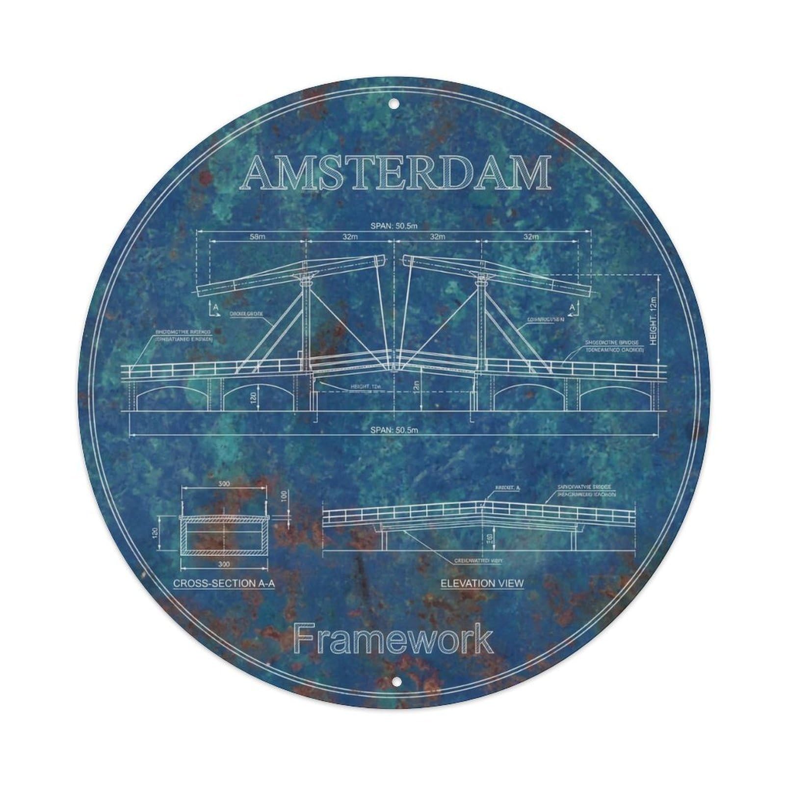 Vintage Travel Amsterdam Netherlands Structure Metal Tin Sign
