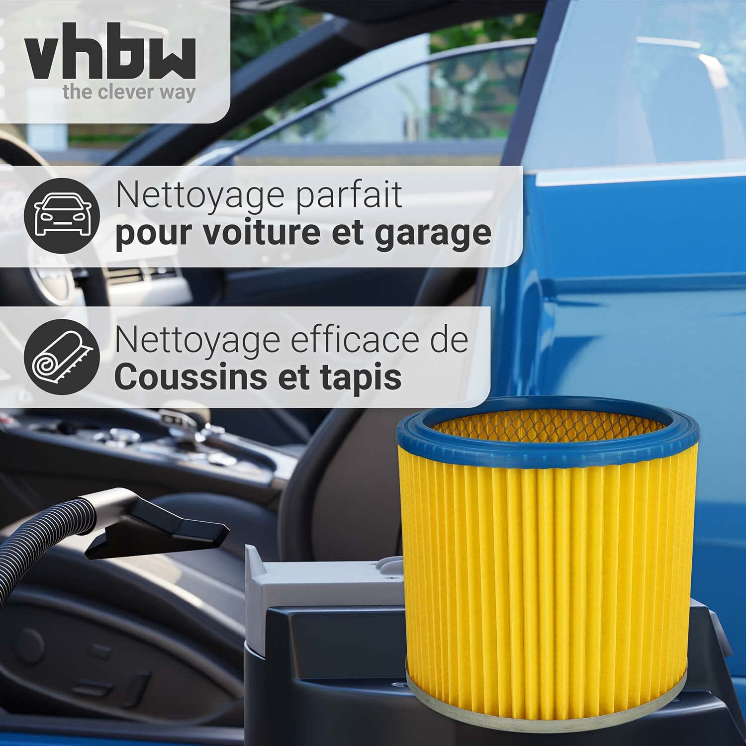 vhbw 3x filtre plissé compatible avec Einhell HPS 1300 aspirateur