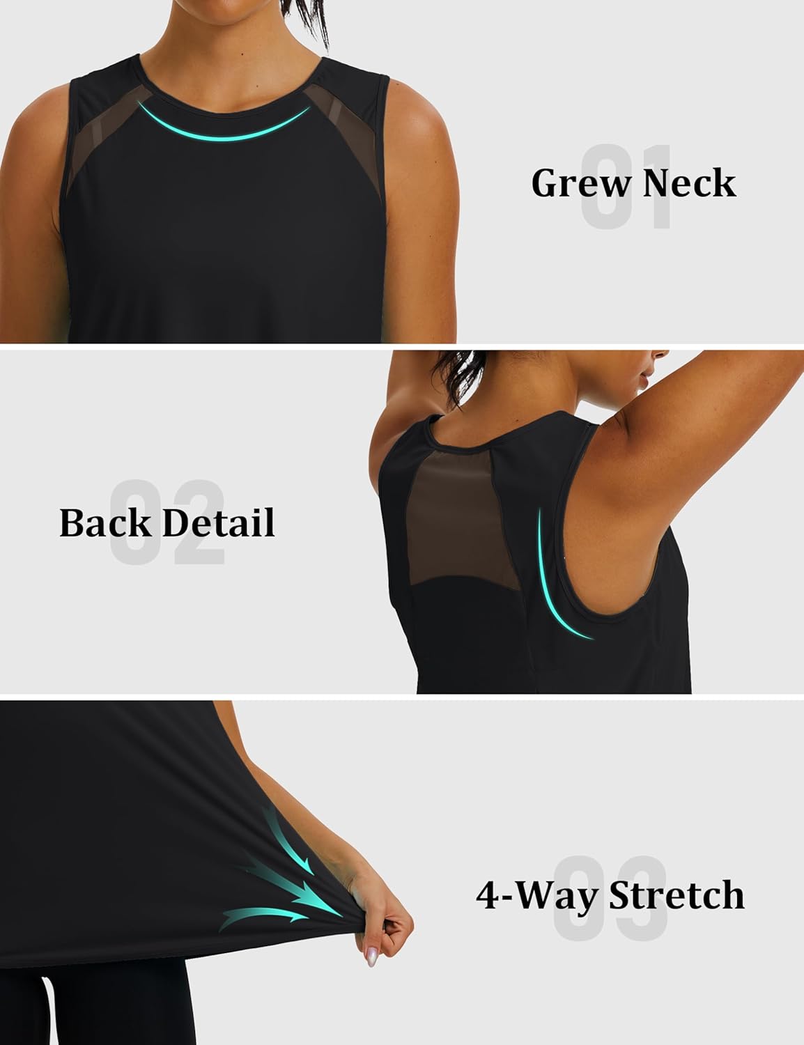 MAGCOMSEN Womens Workout Tank Tops Athletic Mesh Sleeveless Quick Dry Cooling Moisture Wicking Top for Running Gym Yoga - Image 6