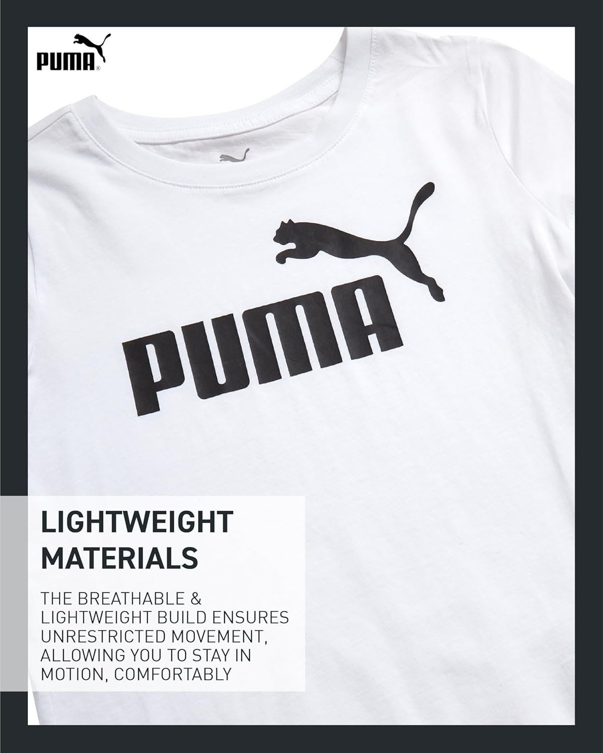 PUMA Girls T Shirts - 2 Pack Short Sleeve Logo Graphic Tees - Casual Everyday Athletic Shirts for Girls (Sizes: S-XL)