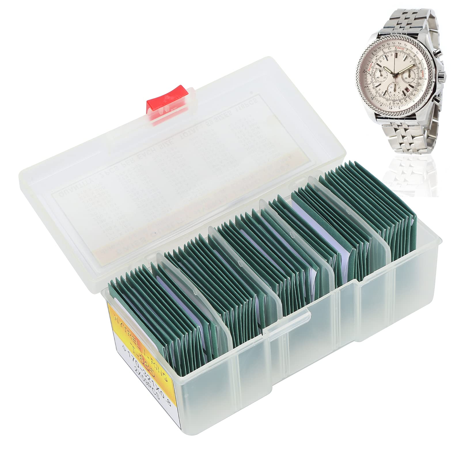 T - 685 Guarnizione posteriore per orologio a O anello impermeabile, guarnizioni in gomma e rondelle per la riparazione di orologi, kit assortito di 118 misure con scatola di