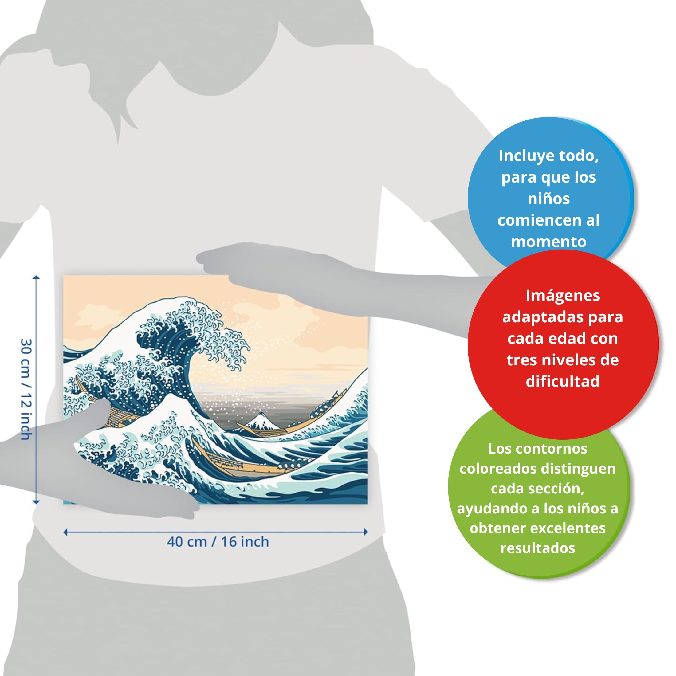 Ravensburger - Creart Serie B Art Collection: Hokusai, La Gran Ola De Kanagawa | Manualidades Adultos | Pintar por Numeros Adultos Relajante | Cuadros por Numeros Art Collection 40x30cm