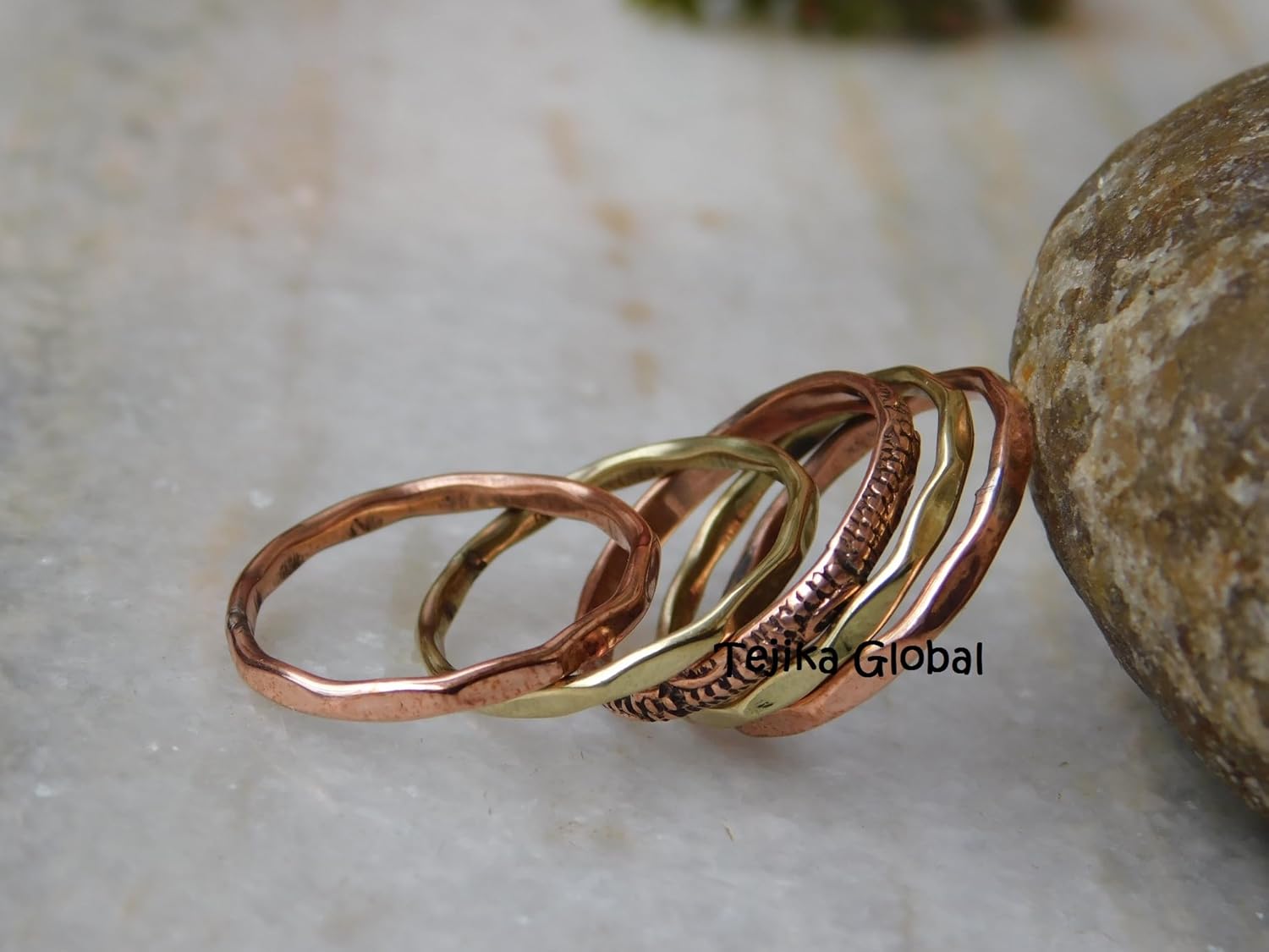 Set of 5 Solid Copper Stackable Arthritis Rings, Handmade ring for men women, Copper Splint Ring for Copper Jewelry,