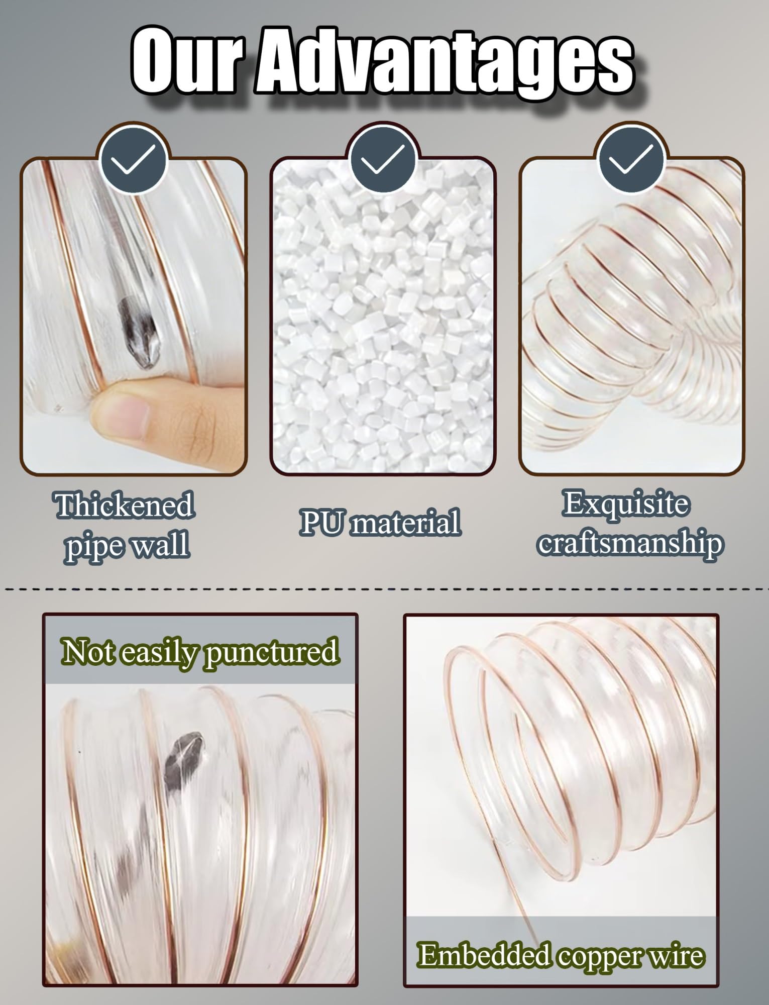 Manguera flexible de poliuretano | 125 mm de diámetro y 2 mm de grosor | Tubo de extracción de polvo transparente para carpintería industrial Equint y sistemas de vacío