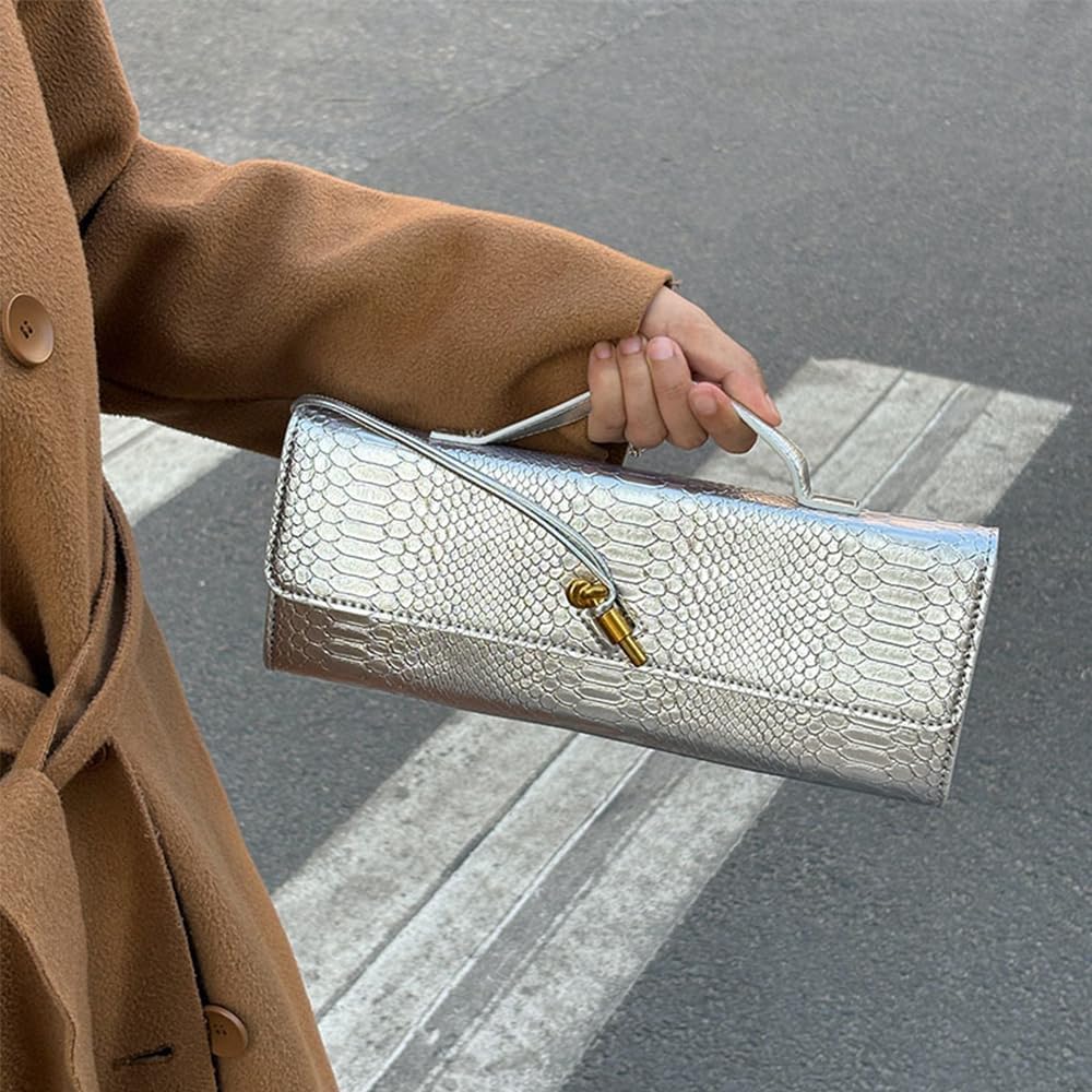 Geelyda Gold Purse, Clutch Purses for Women, Vegan PU Leather Evening Bag for Wedding, Party, Prom