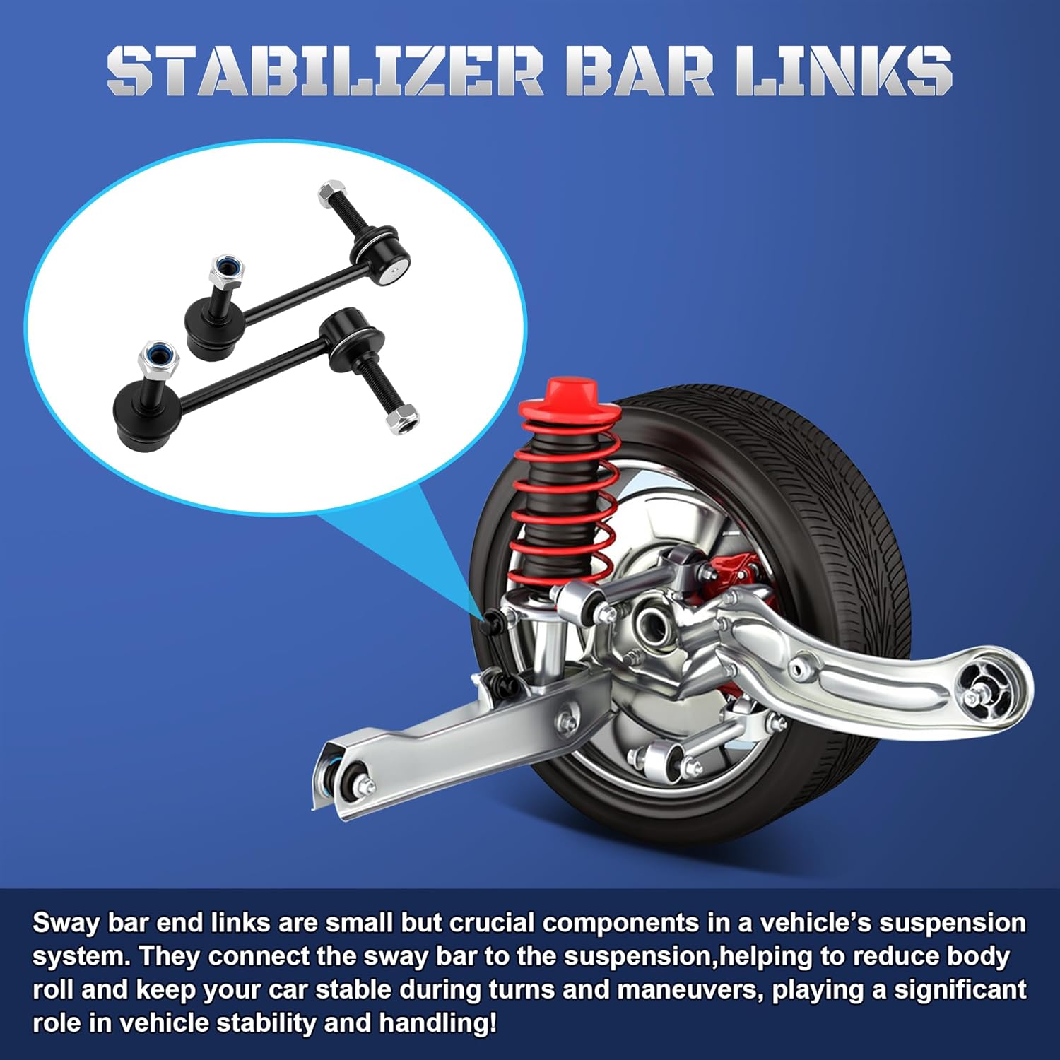 Set of 2 Front Sway Bar Stabilizer End Links Compatible with Jeep Grand Cherokee & Dodge Durango 2011 2012 2013 2015 2015 3.6L 5.7L Replaces K750578, K750579, 68069654AB