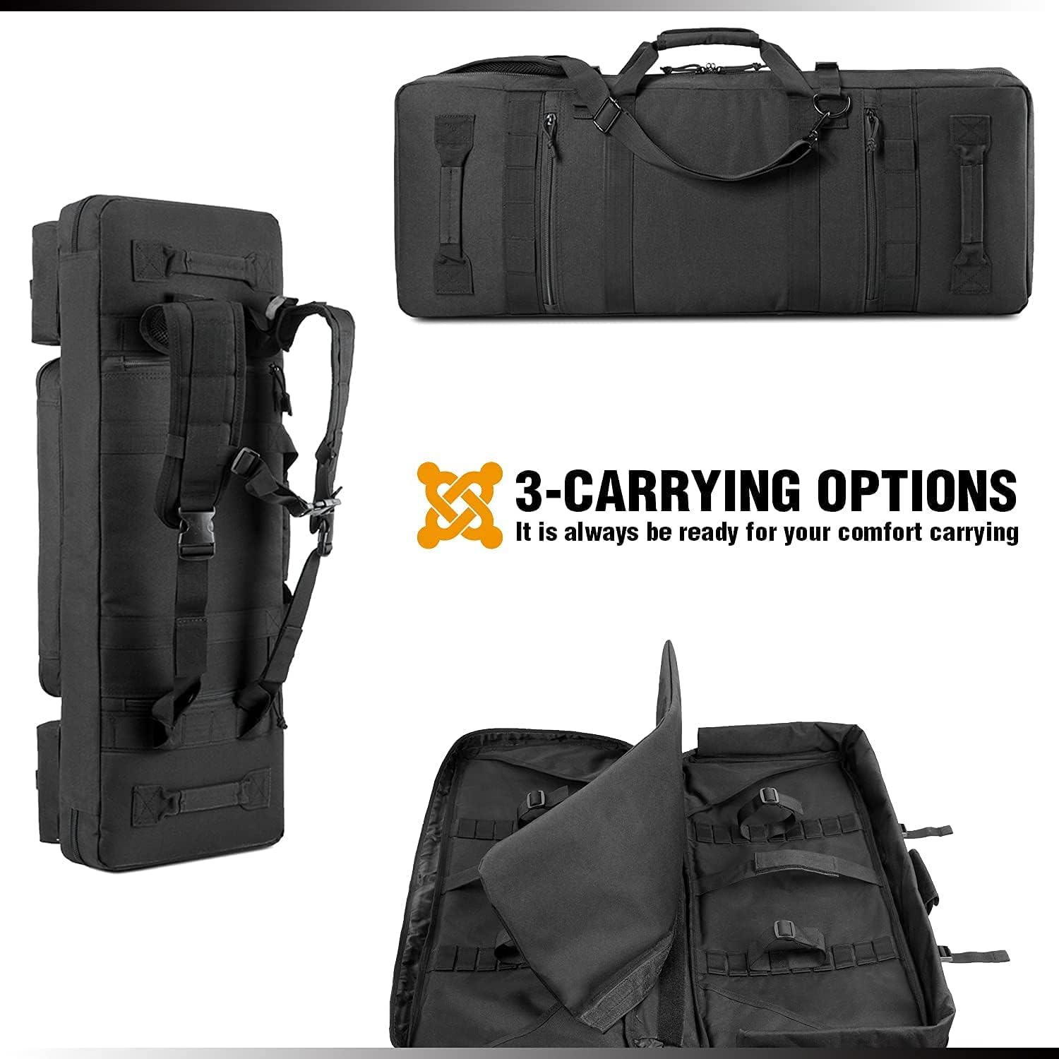DBTAC Double Rifle Bag 32" (Black) + Range Bag XS for 1~2 Pistol (Black), Lockable Zipper, Durable Material, Compact Design