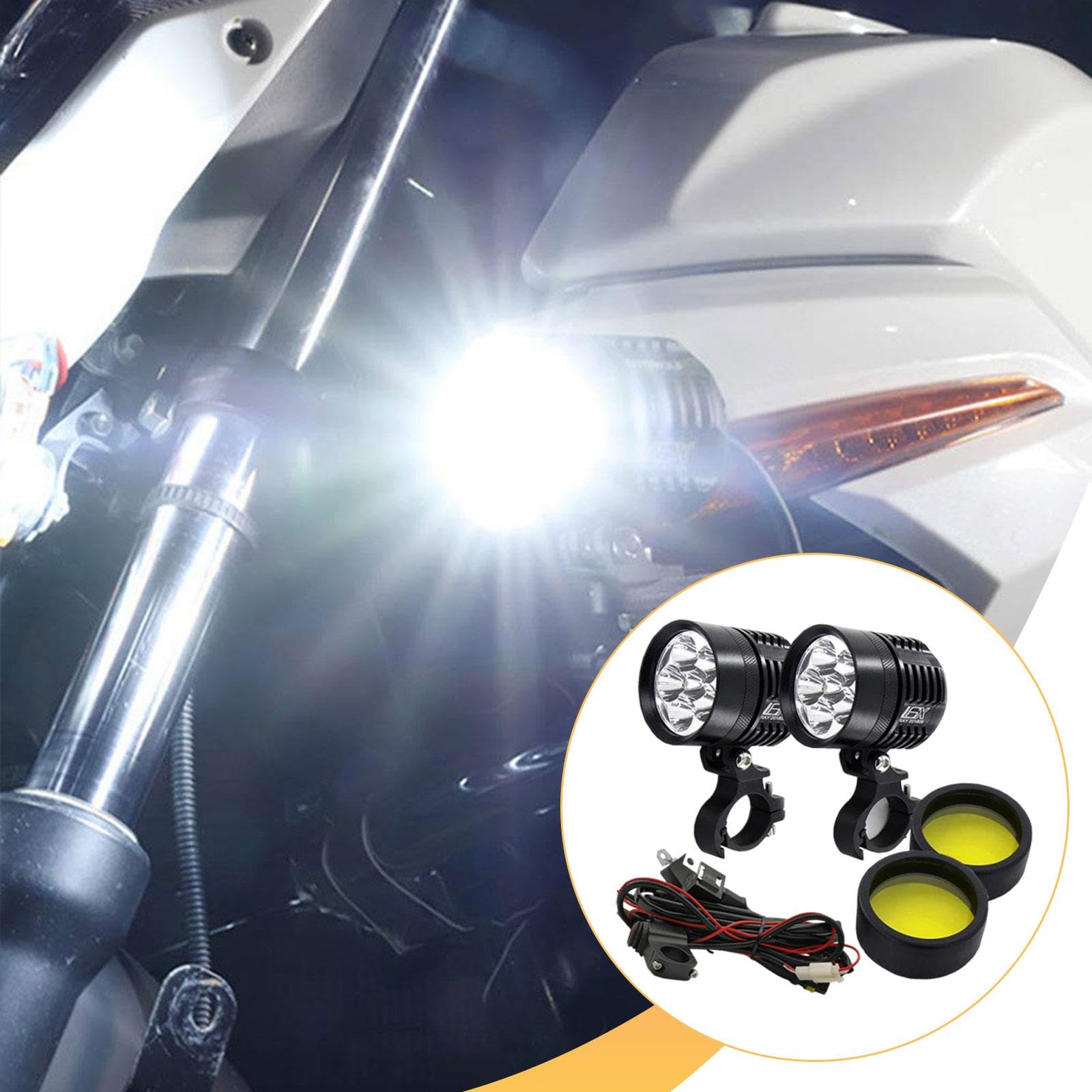 Intermitentes LED Moto 6500LM 12V, Par de Luces Antiniebla de Rendimiento, Diámetro 6cm (2.36"), Aleación y PC, Fácil Instalación