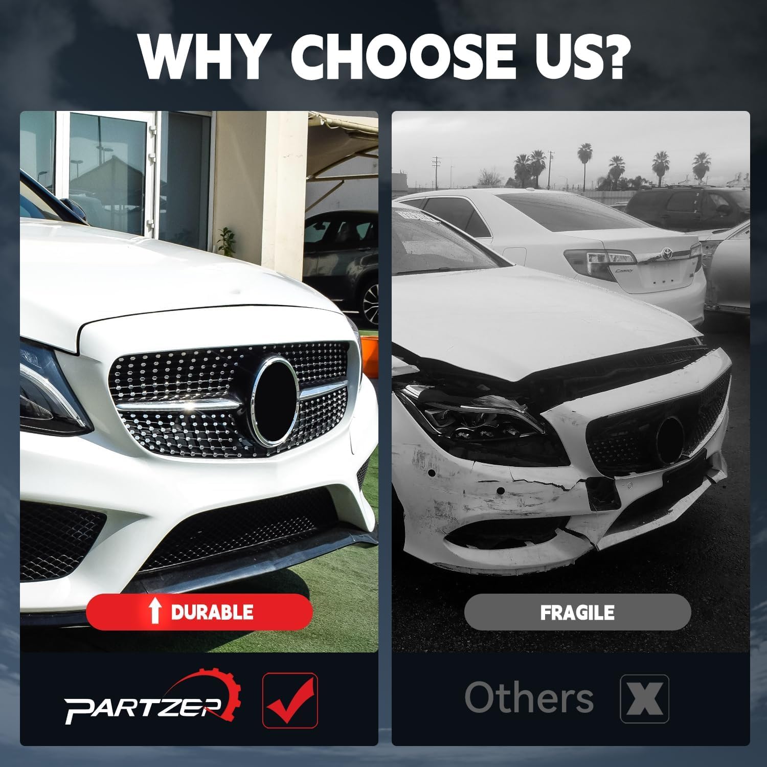 Grill Front Grille Compatible with 2008-2014 Mercedes Benz W204 C Class C250 C300 C350