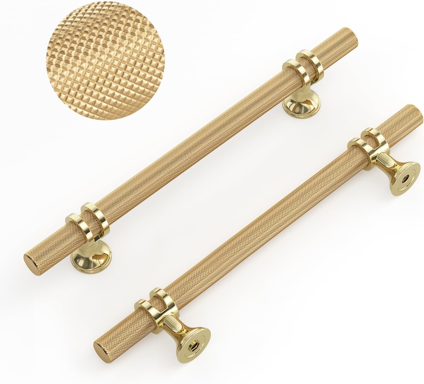 LONTAN 10 Pack Gold Kitchen Handles 160mm Gold Cupboard Handles, Knurled Grip, Aluminum Alloy Hardware for Furniture, Cabinet, Drawer, Wardrobe, Dresser