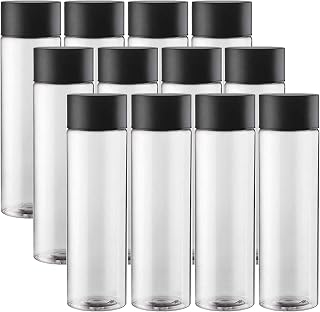 Got Dragon 12-Pack 400ml Reusable Leakproof Plastic Juice Water Bottles with Black Lids - Smoothies, Crafts, Sensory Calming Bottles