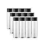 12-Pack Bulk Empty Plastic Reusable Juice / Water Bottles with Black Lids - Great for Smoothies, Sensory Crafts and Calming Bottles - 400ml