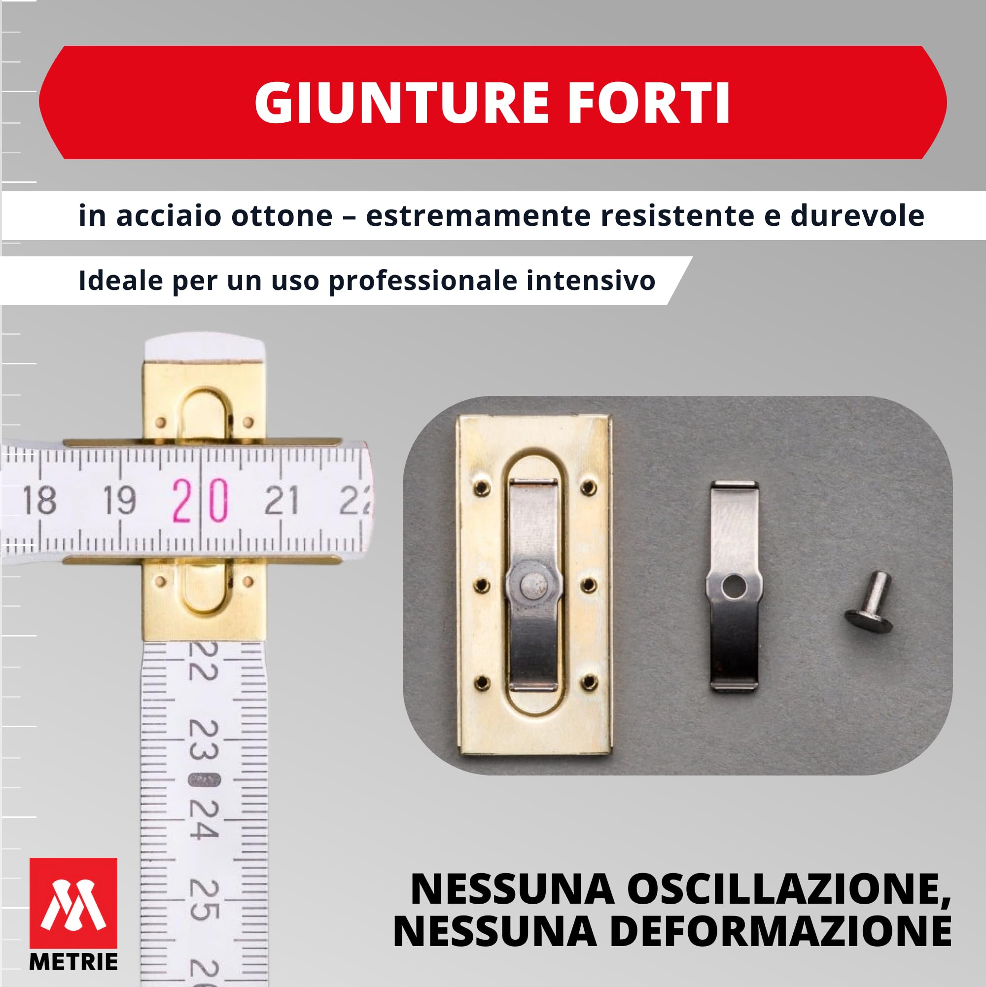 Metrie - Metro pieghevole professionale in legno, 10 pezzi 2 m di lunghezza, con doppia ripartizione, colore bianco, prodotti nell’Unione Europea