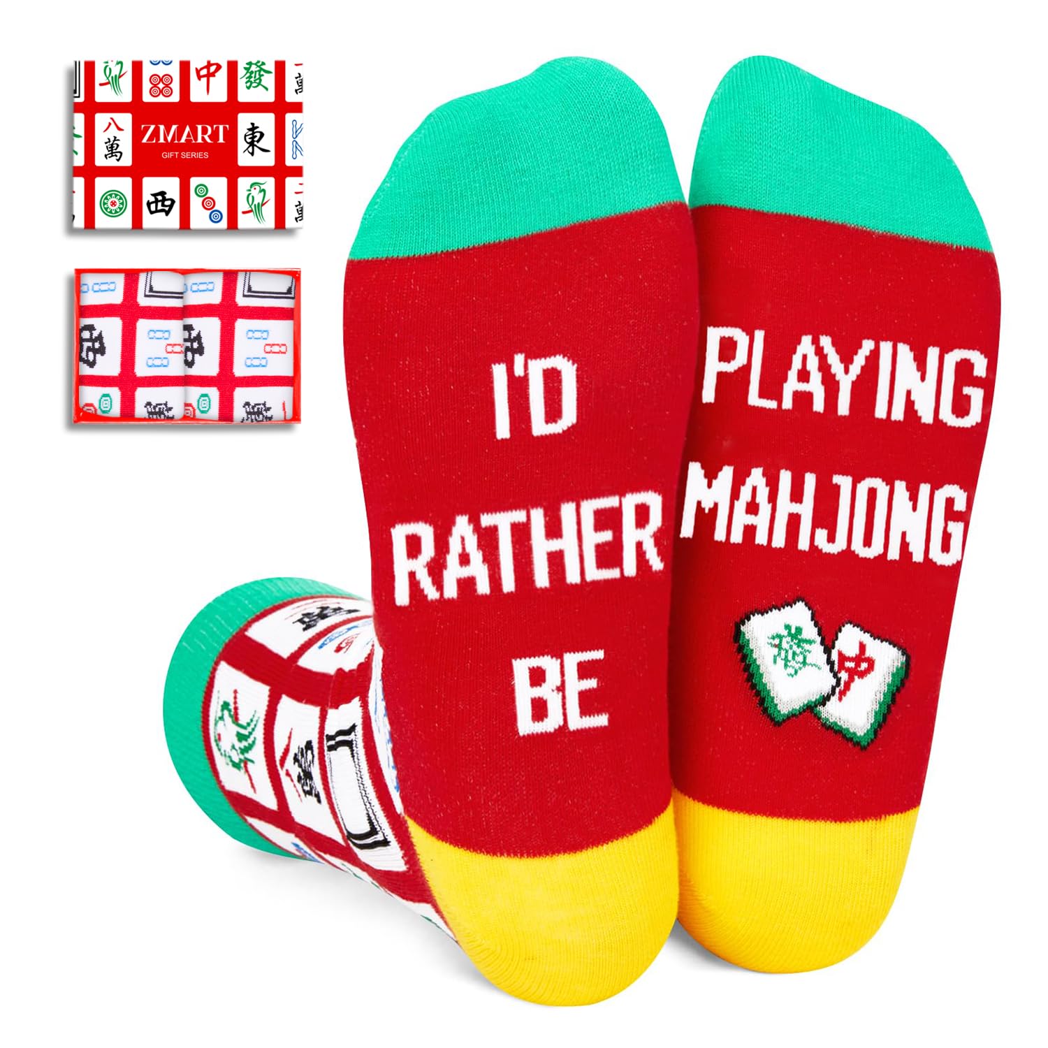 Zmart Funny Gifts for Teens - Mahjong Rock Guitar Theater Game Dive Hiking Camping Socks