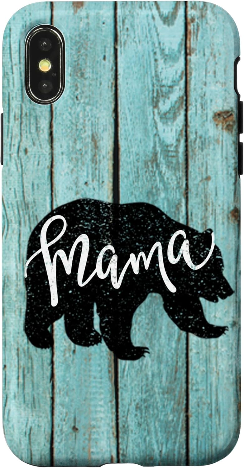 Turquoise Woodgrain Rustic Farmhouse Shiplap Wood Mama Bear Case for iPhone 11 Pro