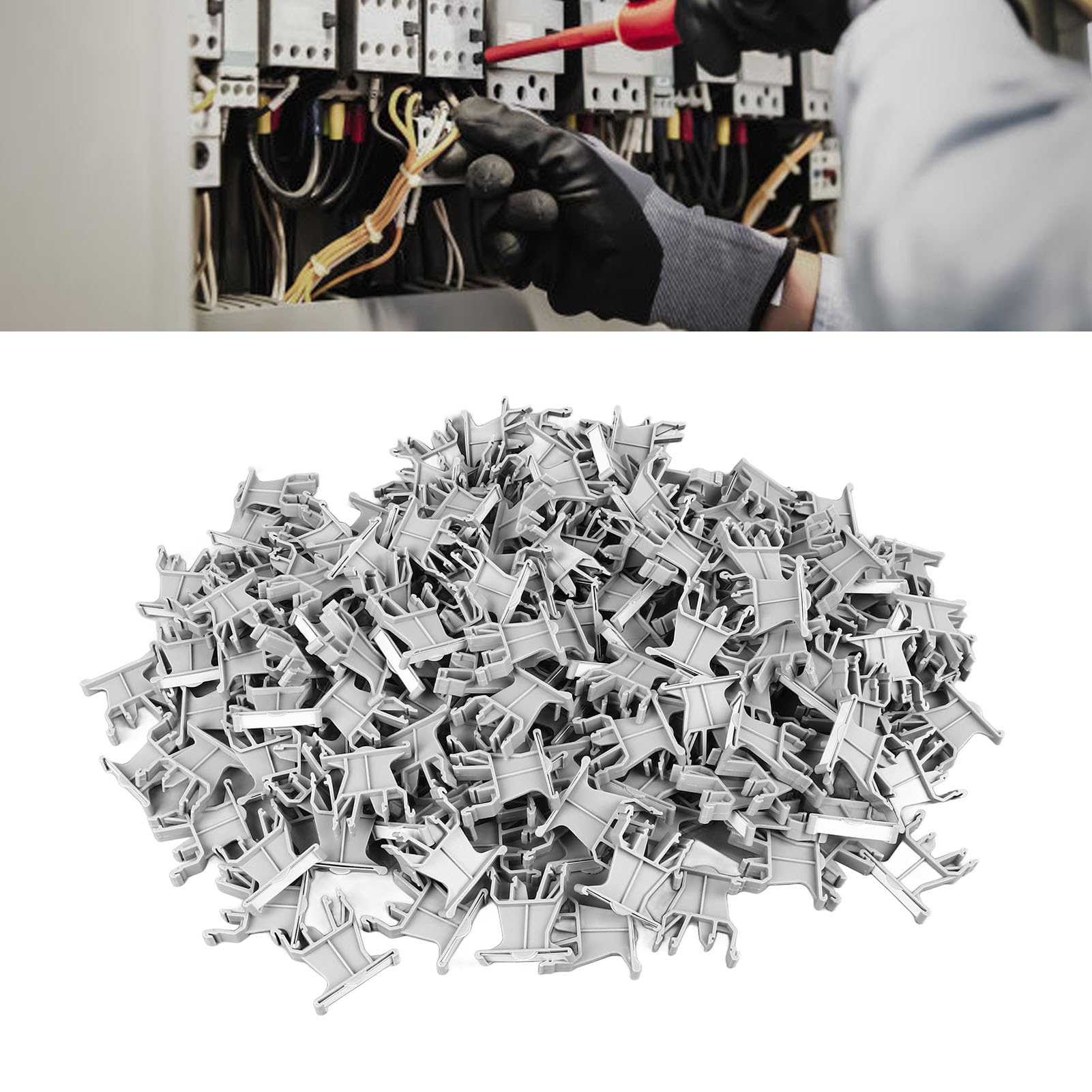 Étiquette Termin King, 100 Pièces Porte-marqueur 35mm Installation sur Rail DIN 100 Pièces Blocs de Circuit de Terre UK B1 pour Accessoires de Bloc W