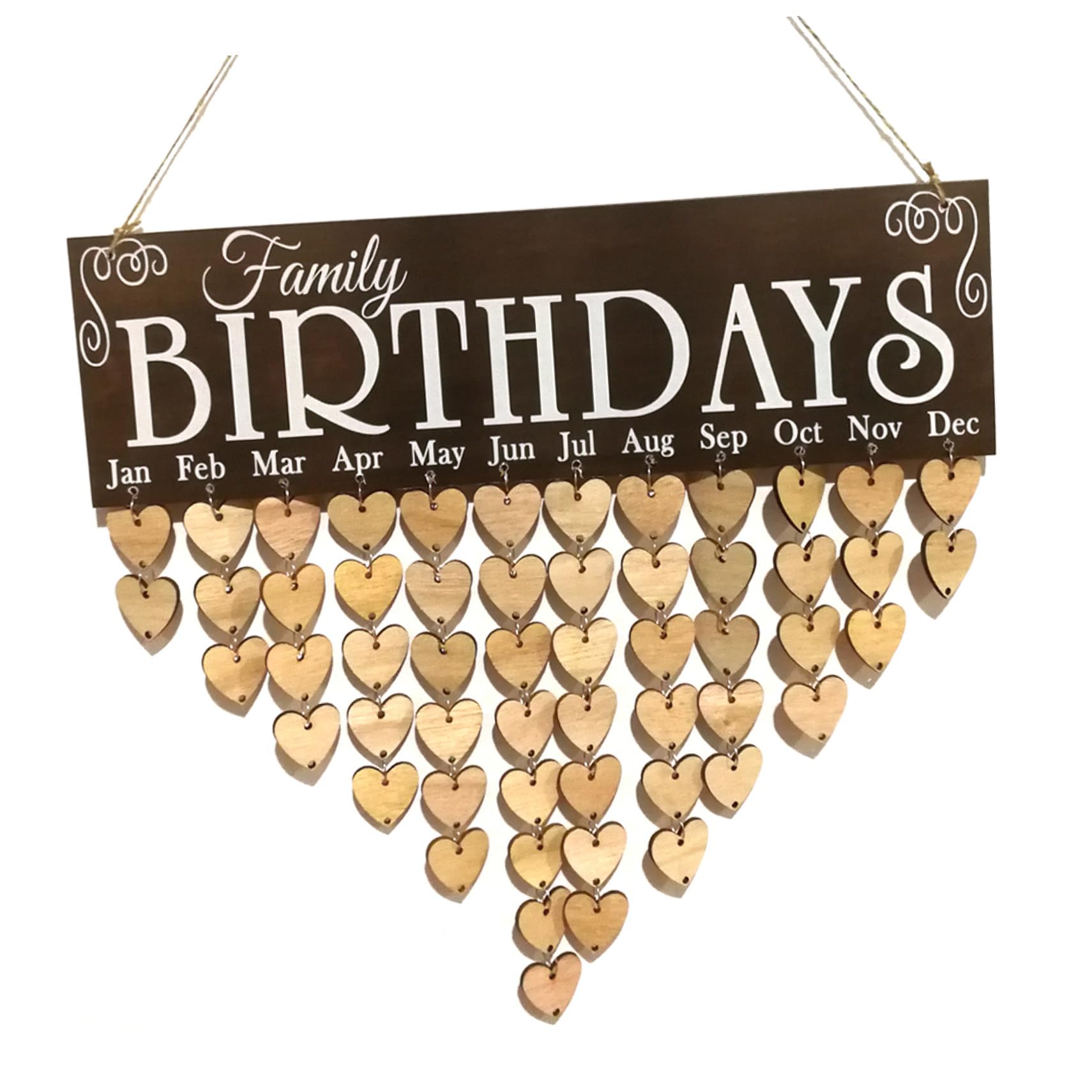 WINOMO Wooden Hanging Reminder Family Birthday Board Plaque Birthday DIY Calendar