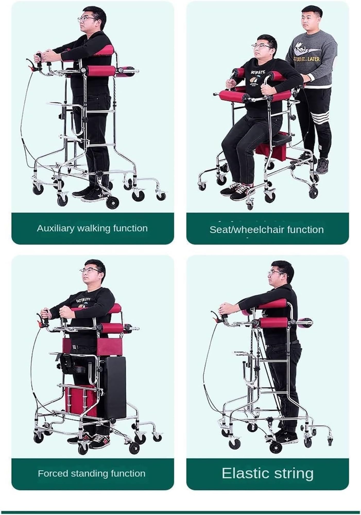 Deambulatore Per Adulti Con Sedile, 8 Ruote, Dispositivo Di Riabilitazione A Piedi Walker Anti-backward Rollover Shelf Tool Anziani Stroke Hemiplegia Walker