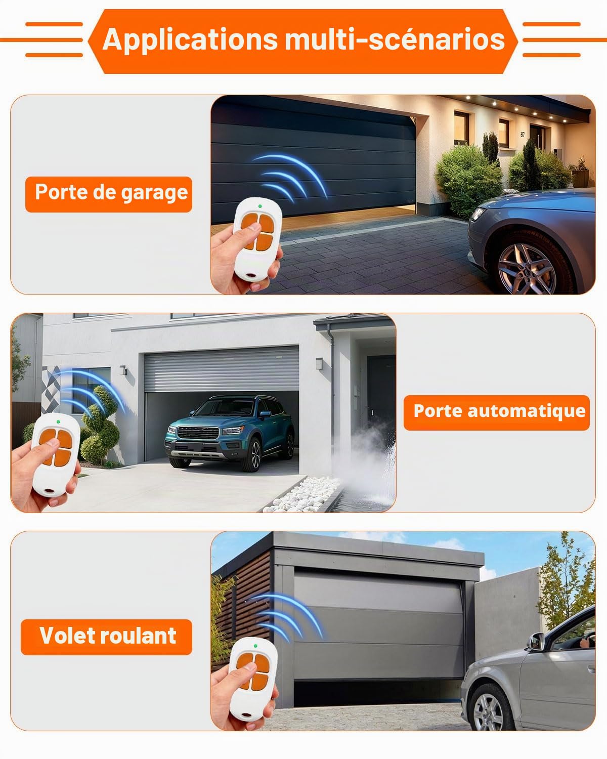 SCS Sentinel Lot de 2 télécommandes 4 canaux 433,92 MHz pour Portail et Garage, télécommande Sentinel Compatible avec AAM0085, sûre, Durable et Facile à Programmer, Orange
