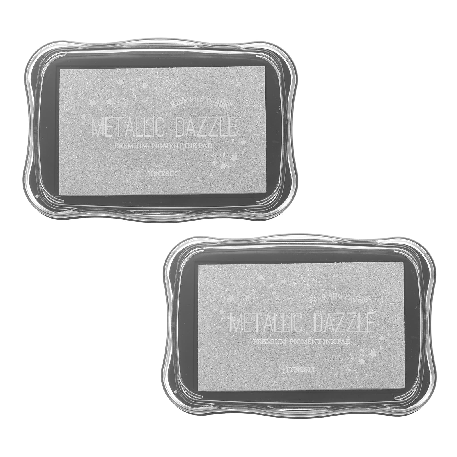 sourcing map 2 Pcs Metallic Ink Pads for Stamps, 3.9 x 2.5 Inch Washable Embossing Craft Ink Pad Stamp for Wood, Photo Paper, Fingerprint, DIY Card Making, Silver